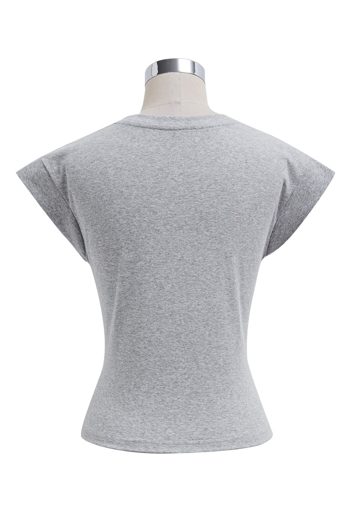 Cap Sleeve Crisscross Cotton Top in Grey