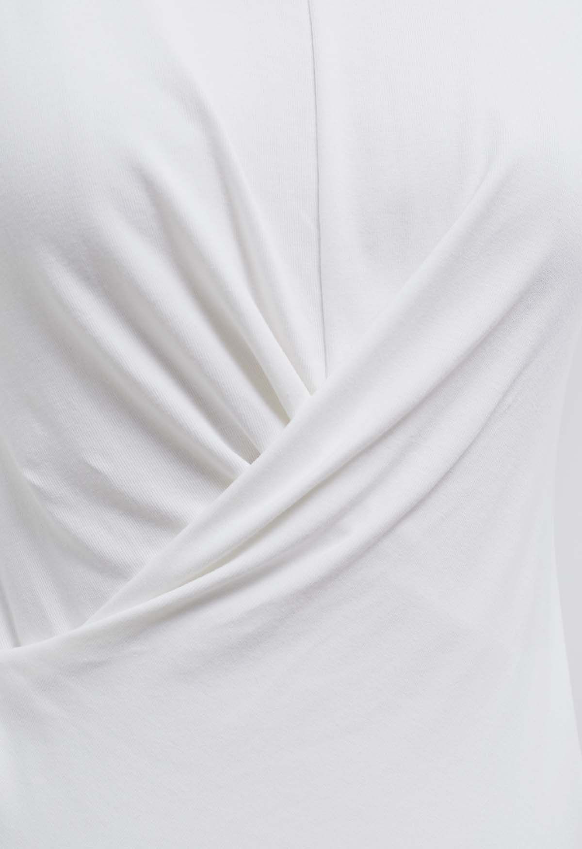 Cap Sleeve Crisscross Cotton Top in White