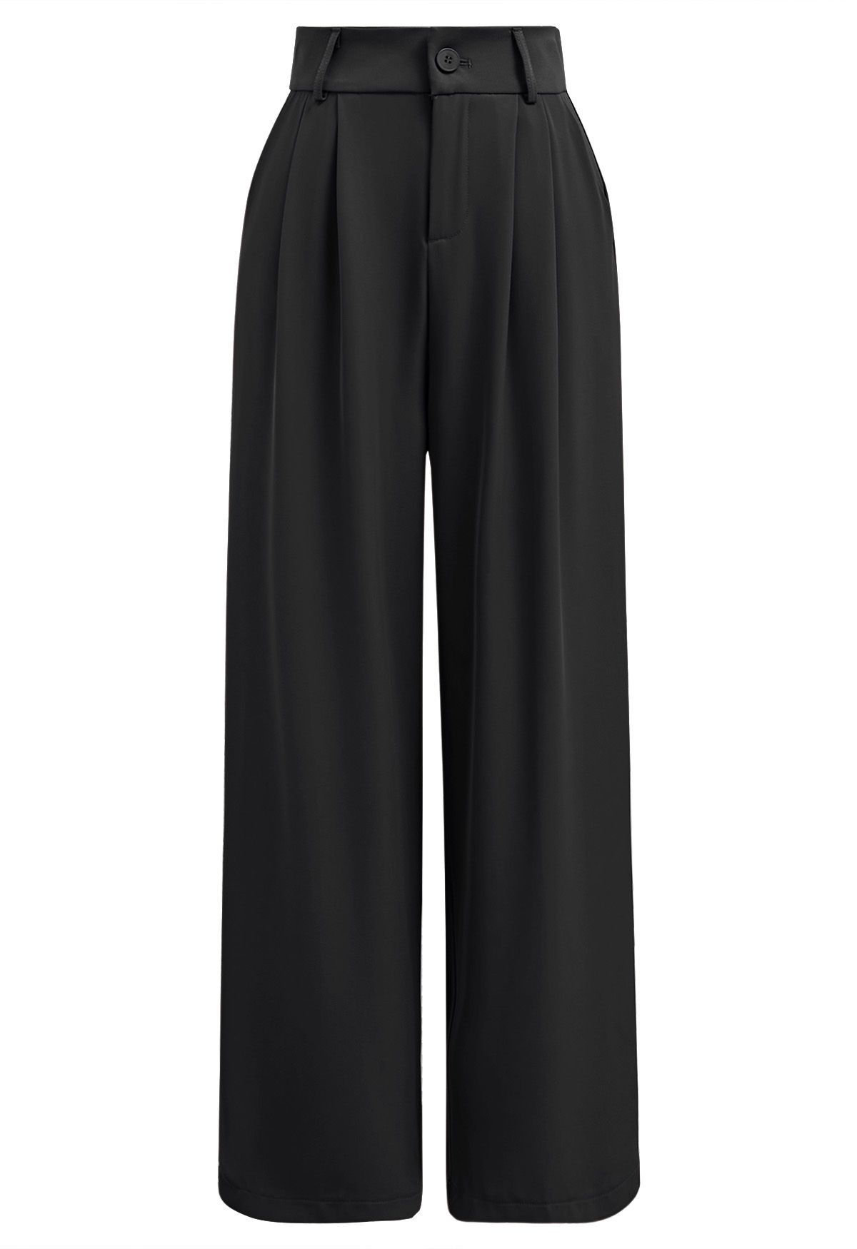 High-Waist Straight-Leg Pants in Black