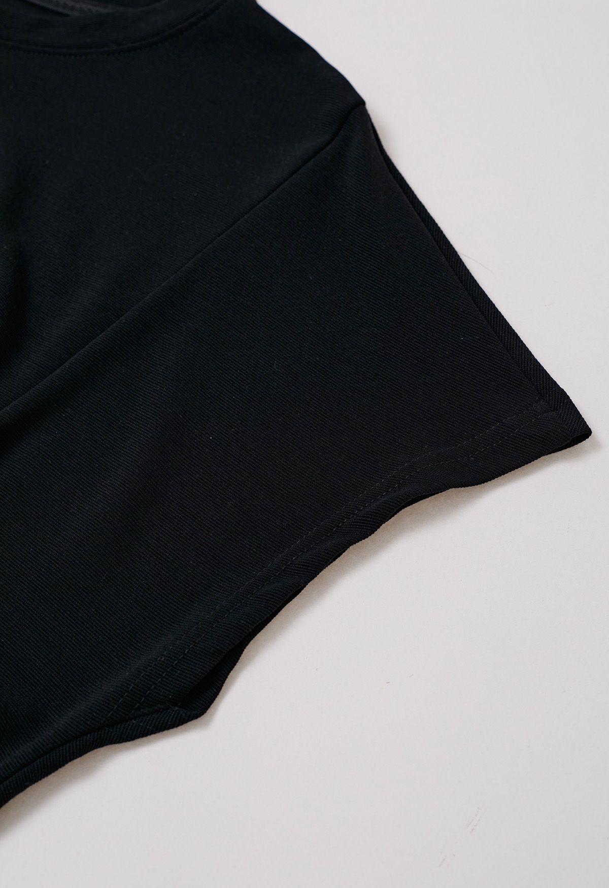 Twist Detail Short-Sleeve T-Shirt in Black