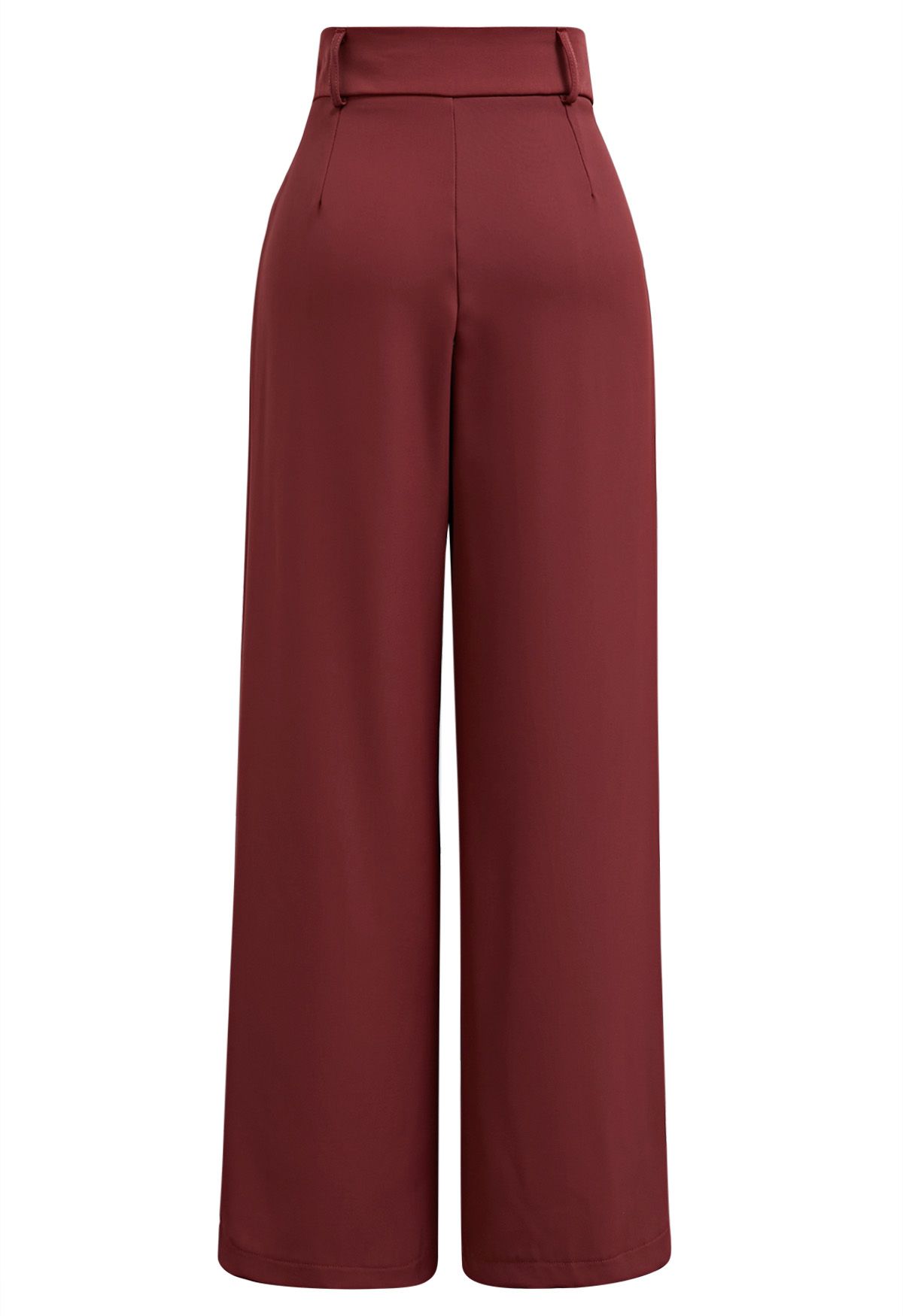 High-Waist Straight-Leg Pants in Red