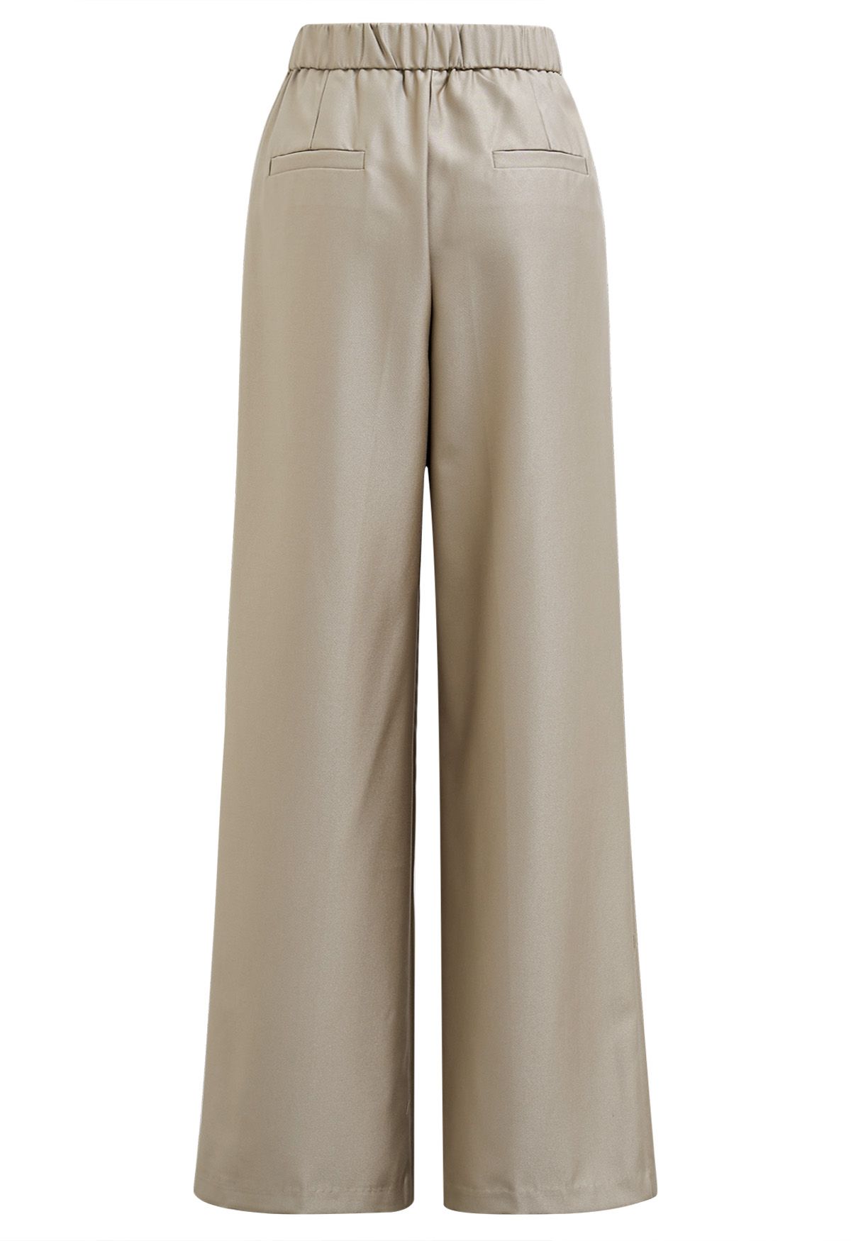 Polished Pleat Detail Straight-Leg Pants in Khaki