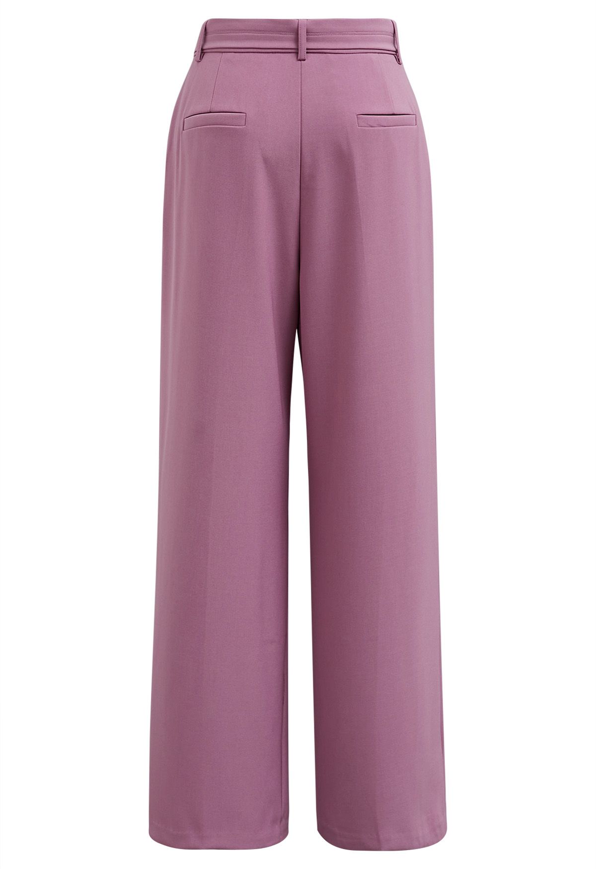 Belted Side Pocket Pleated Pants in Purple