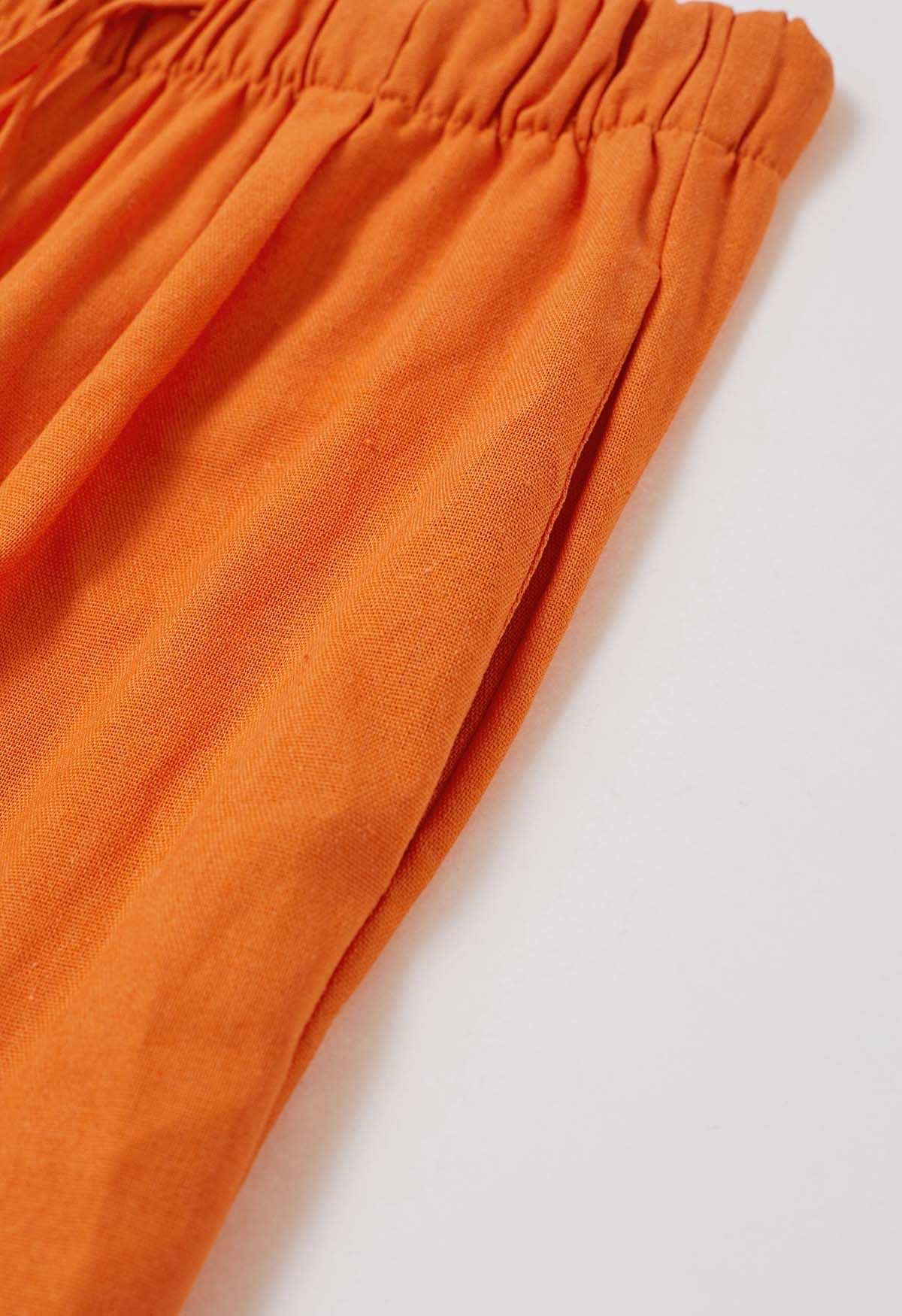 Comfort Linen-Blend Palazzo Pants in Orange