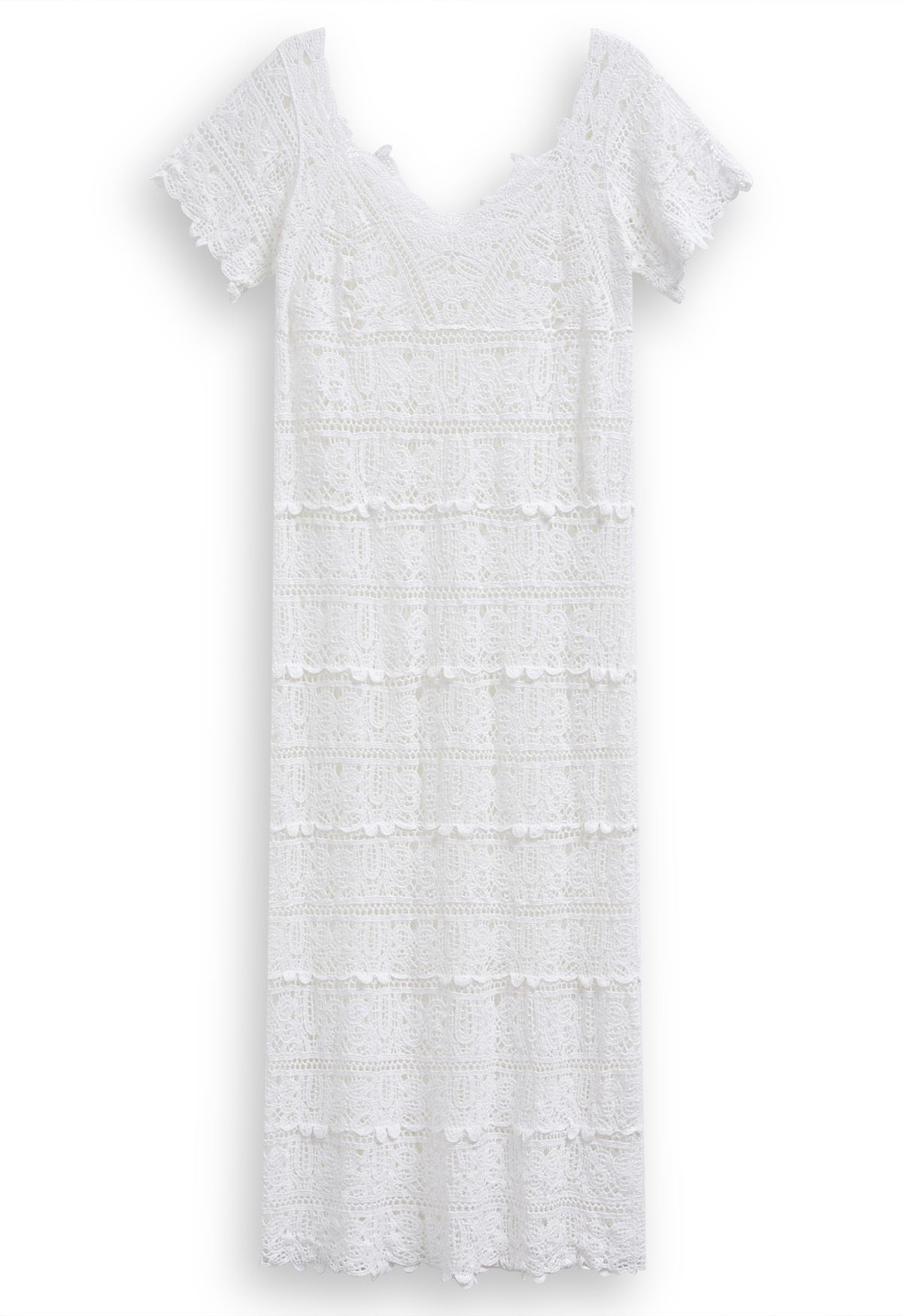 Lace Guipure Short Sleeve Cover-Up Dress