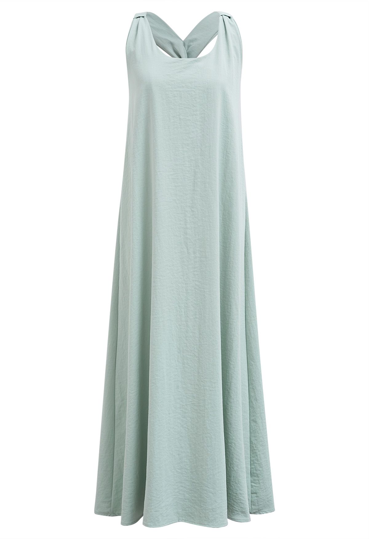 Solid Twist Open Back Halter Maxi Dress in Mint