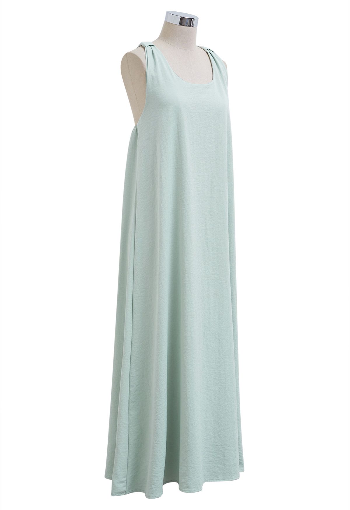 Solid Twist Open Back Halter Maxi Dress in Mint