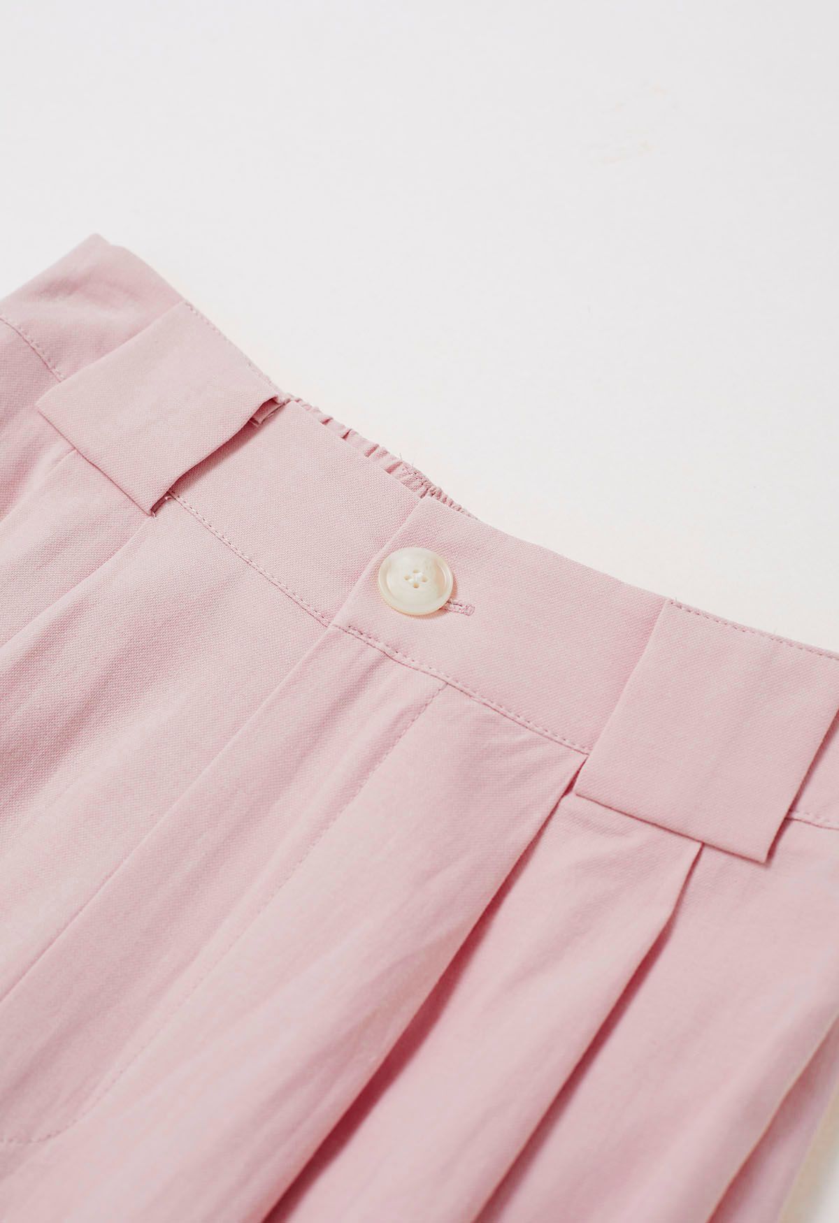 Bow Tie Sash Pleated Wide-Leg Pants in Pink