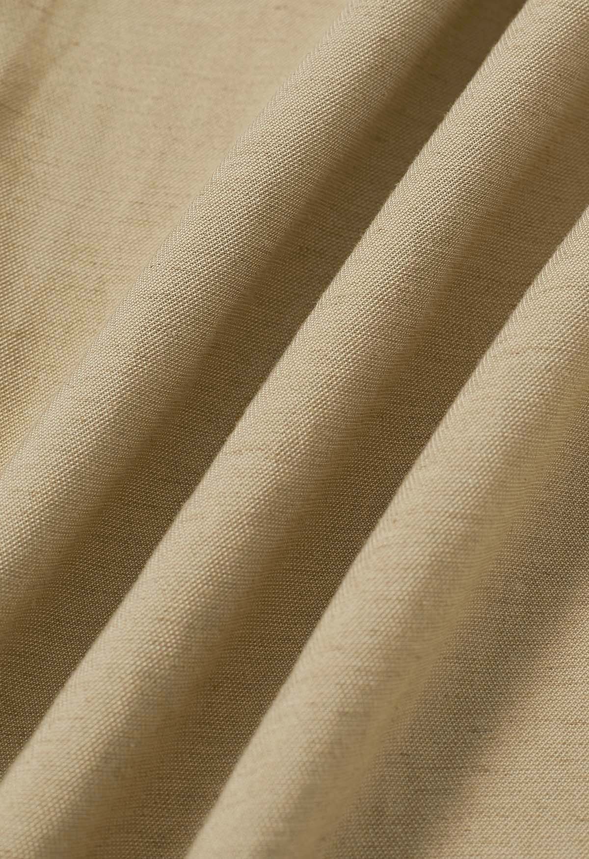 Old-Fashioned Belt Linen-Blend Palazzo Pants in Camel