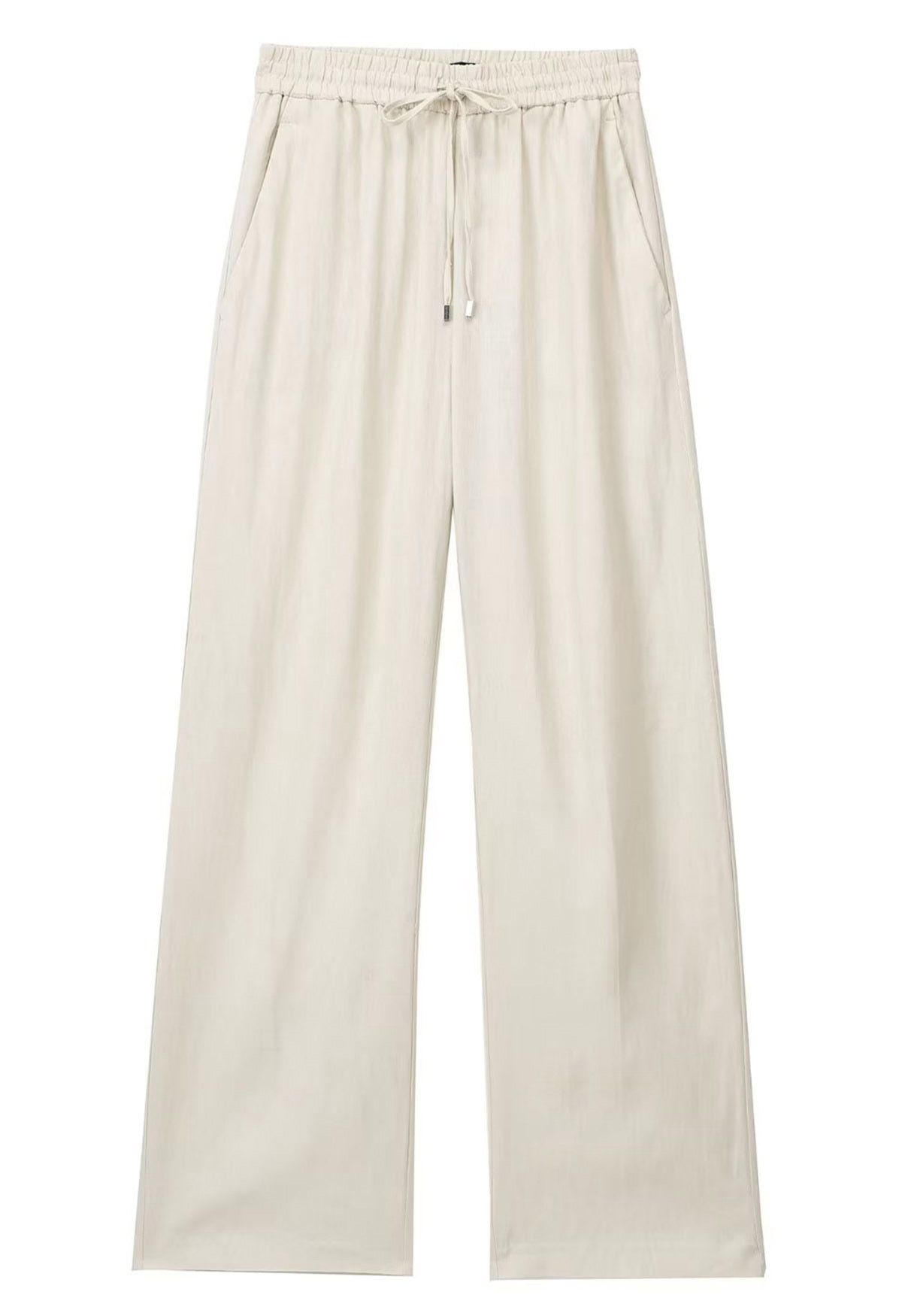 Breezy Cotton Straight-Leg Pants in Oatmeal