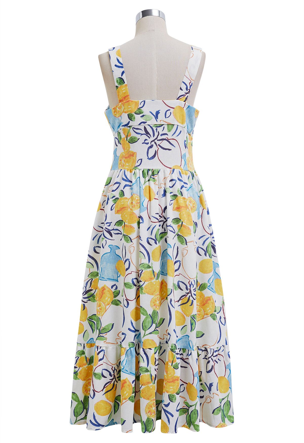 Adored Vibe Lemon Printed Button Down Cami Dress