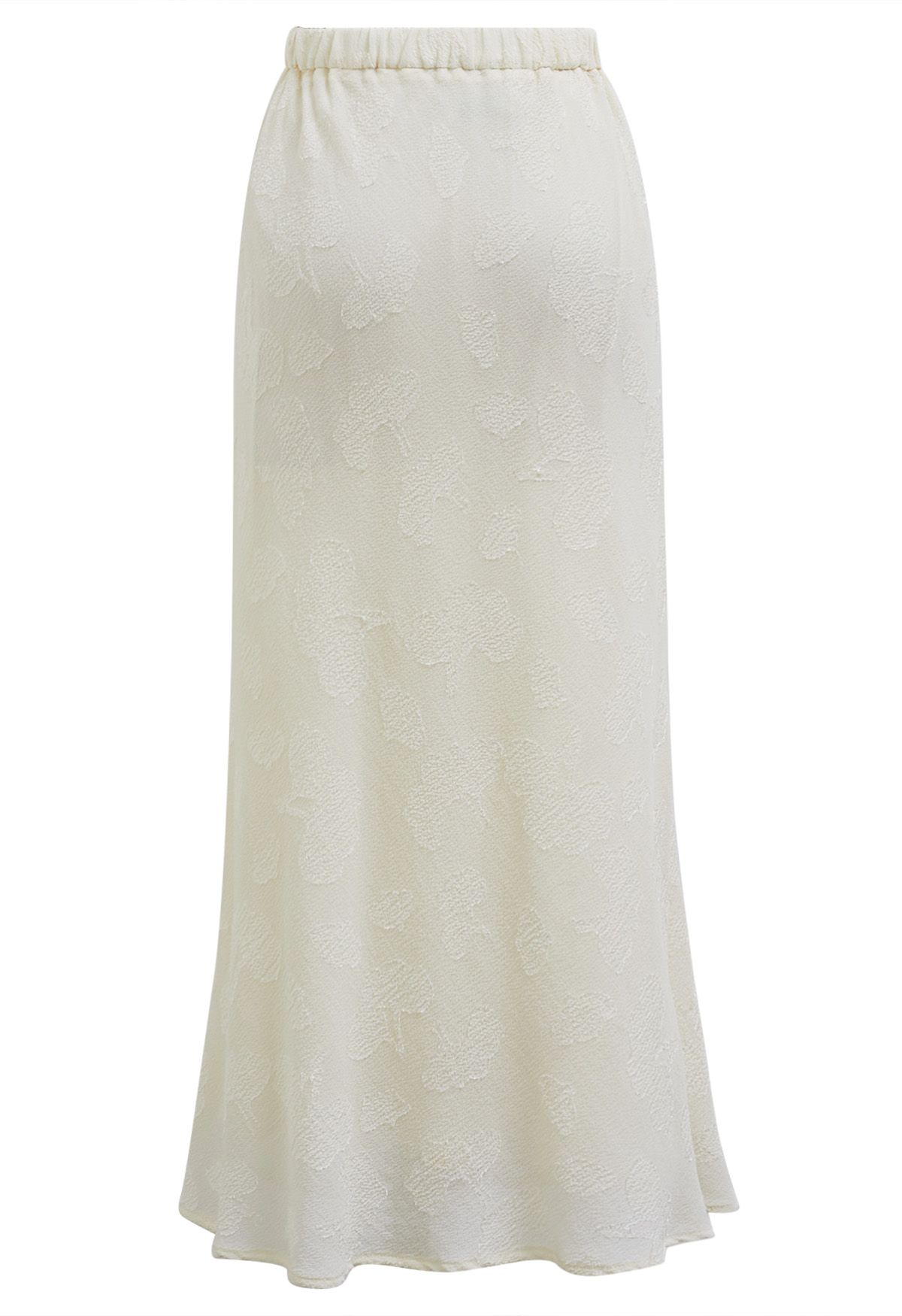 Emboss Floral Texture Maxi Skirt in Cream