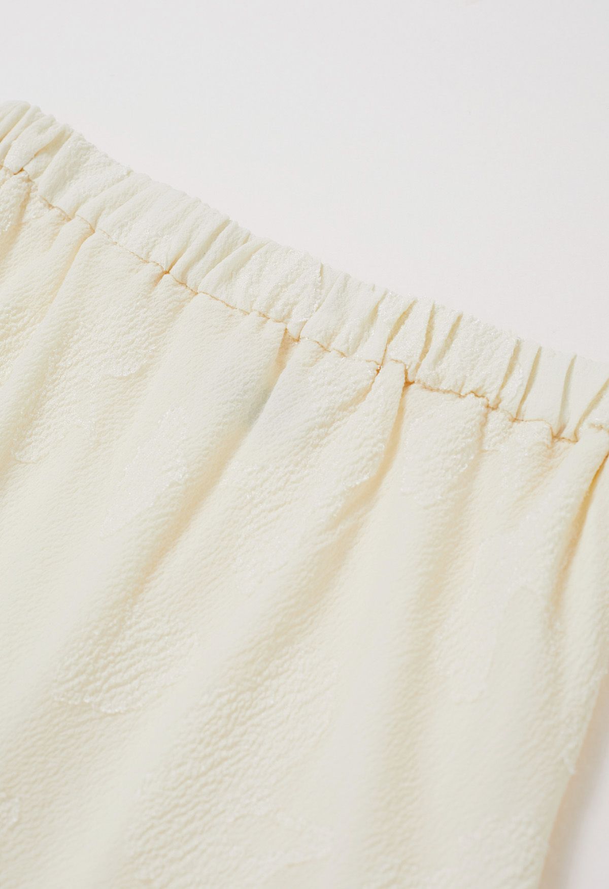 Emboss Floral Texture Maxi Skirt in Cream