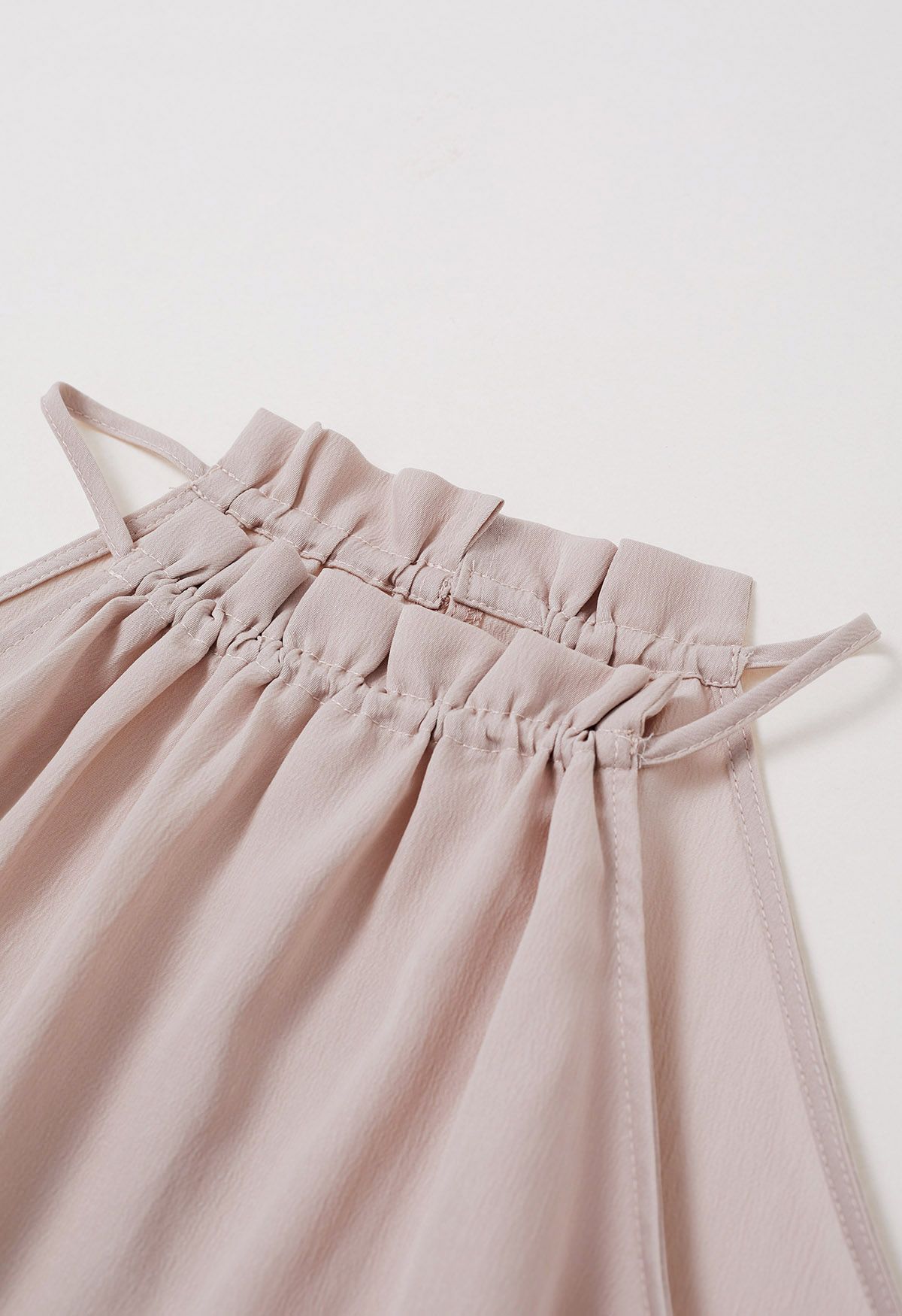 Ruffle Halter Top and Twist Front Maxi Skirt Set in Nude Pink