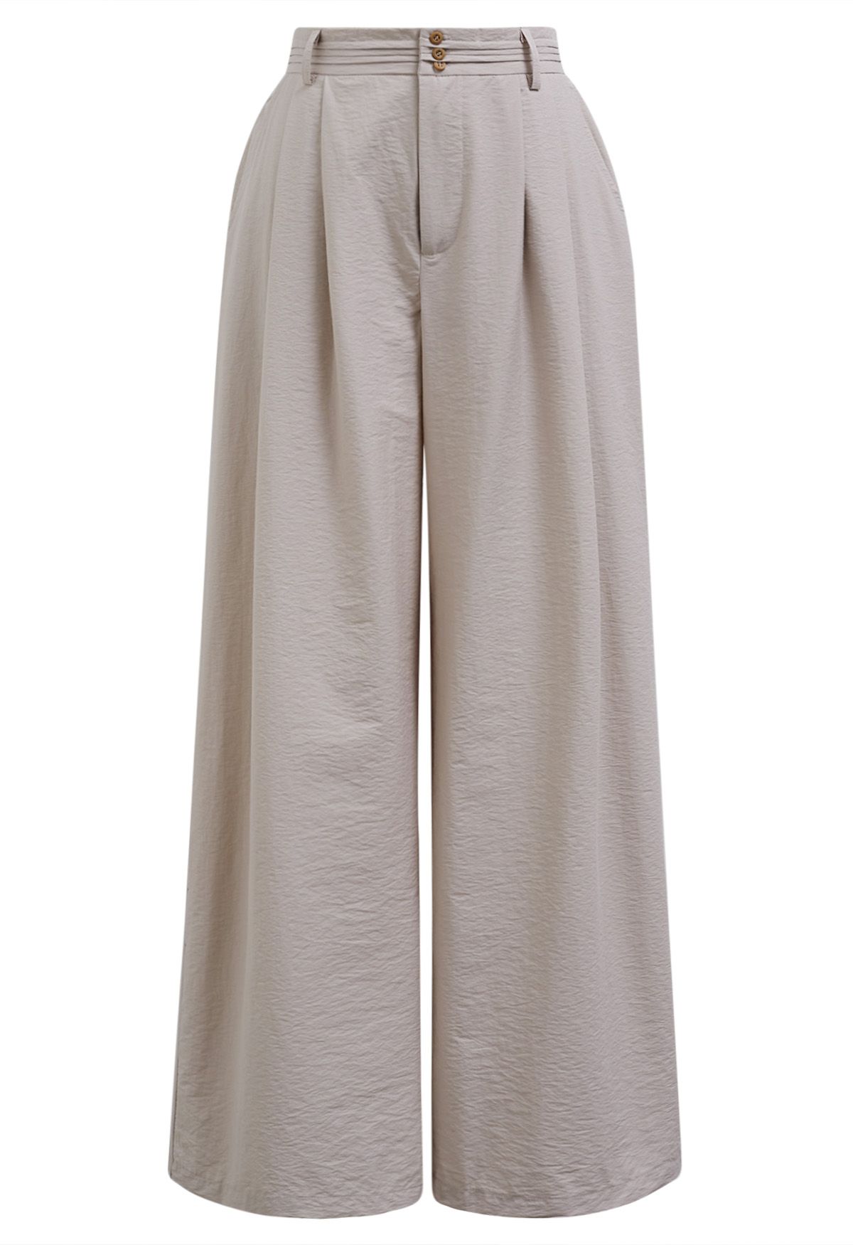 Pintuck Detail Wide-Leg Pants in Dusty Pink