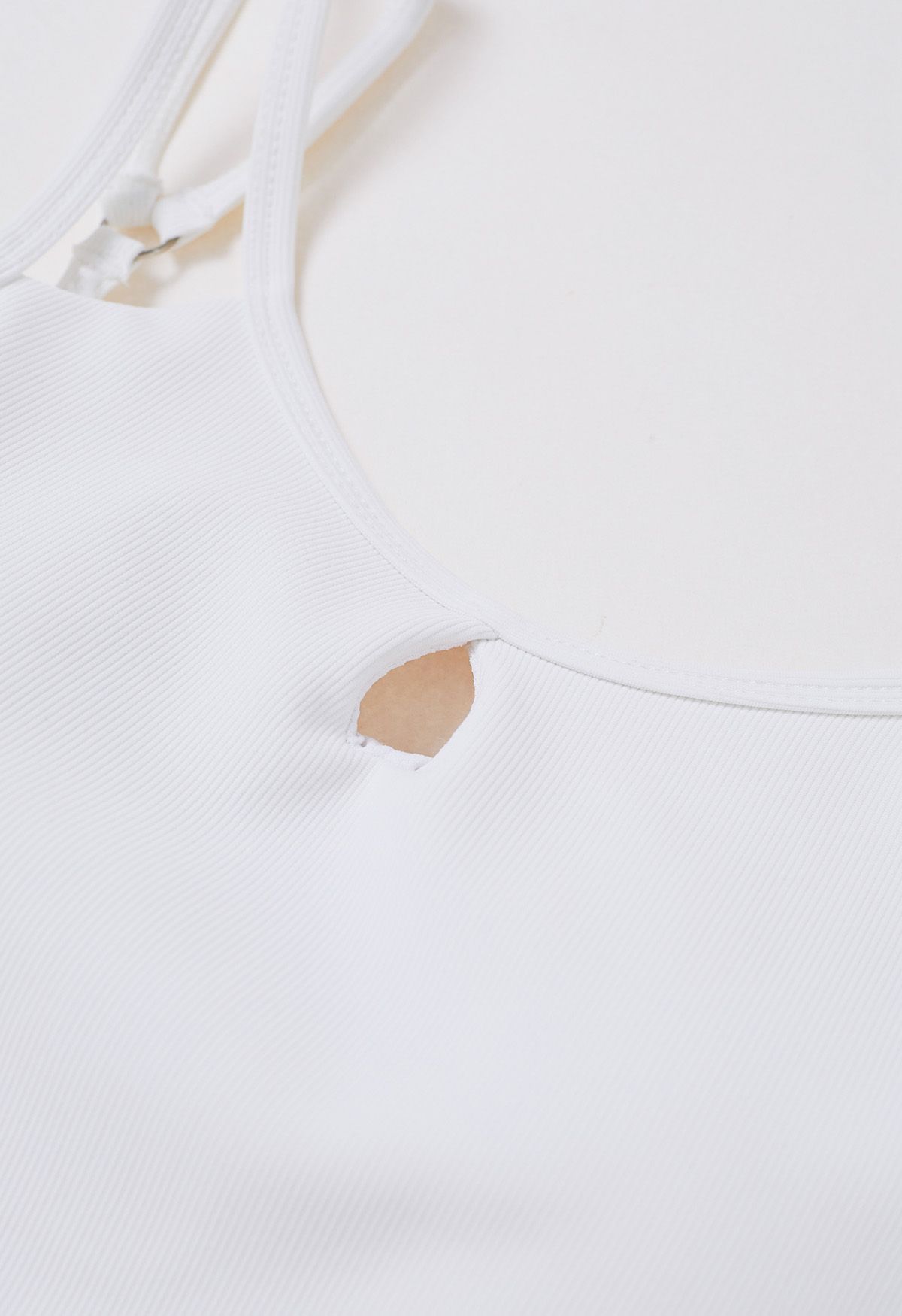 Cutout Detail Double Straps Bra Top in White