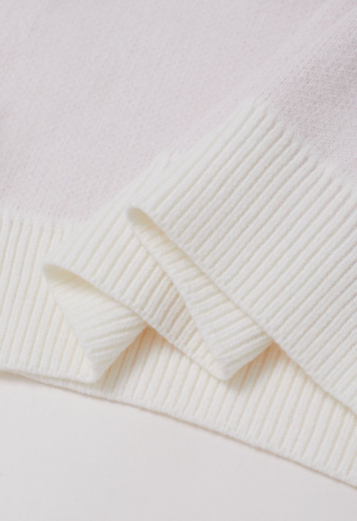 Ribbon Bowknot Pattern Jacquard Knit Sweater in White