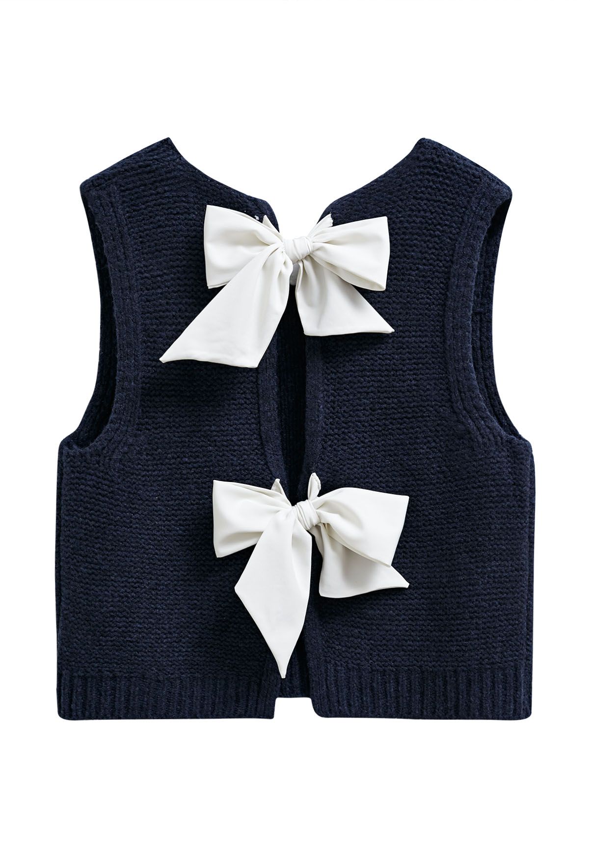 Sweet Bow-Tie Back Knit Vest in Navy