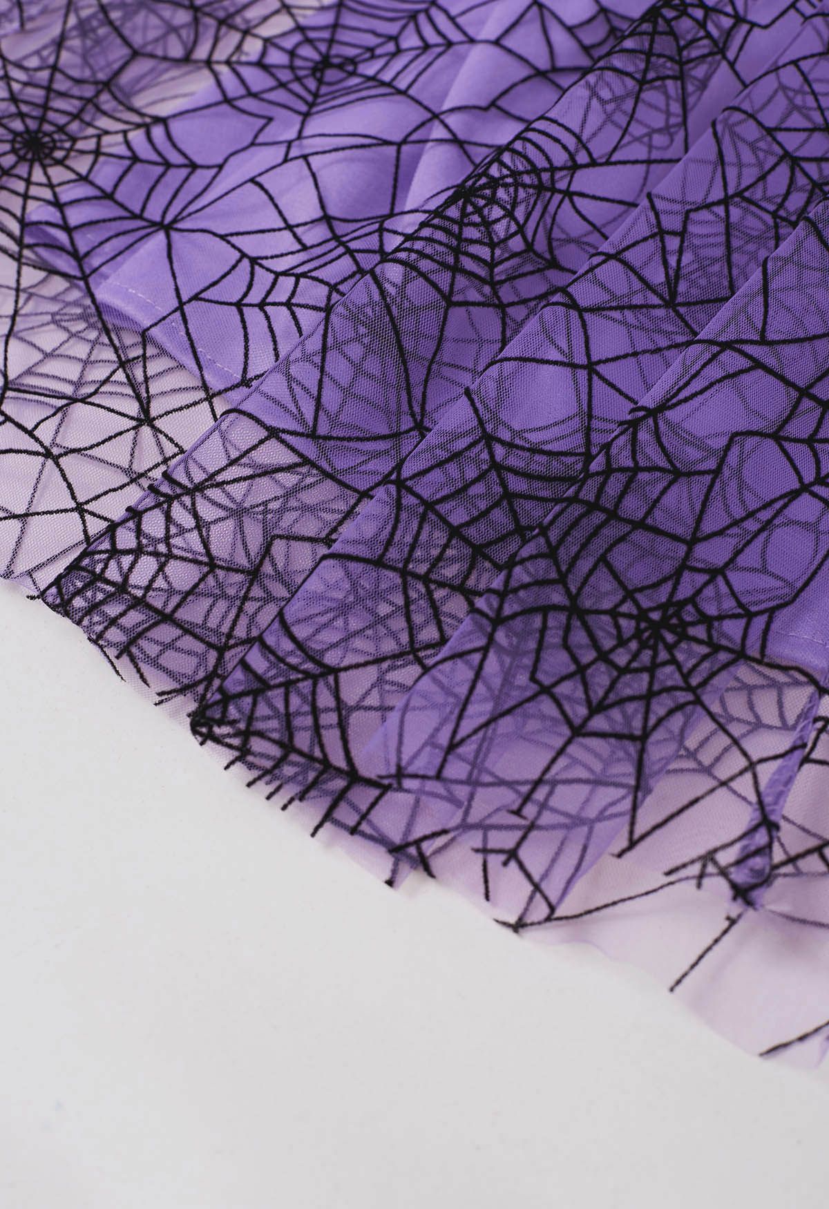 Cobweb Mystique Mesh Tulle Midi Skirt in Purple