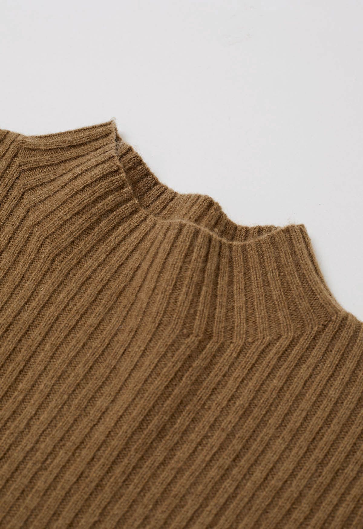 Elemental Mock Neck Long-Sleeve Wool Sweater in Brown