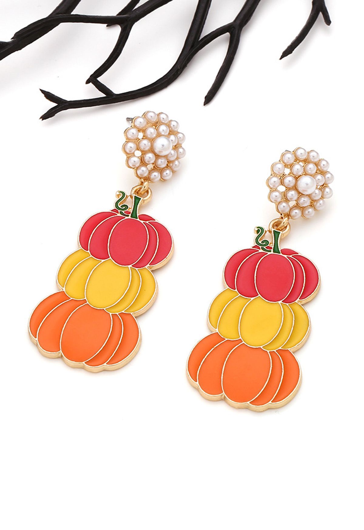 Multi-Color Pumpkin Pearly Earrings