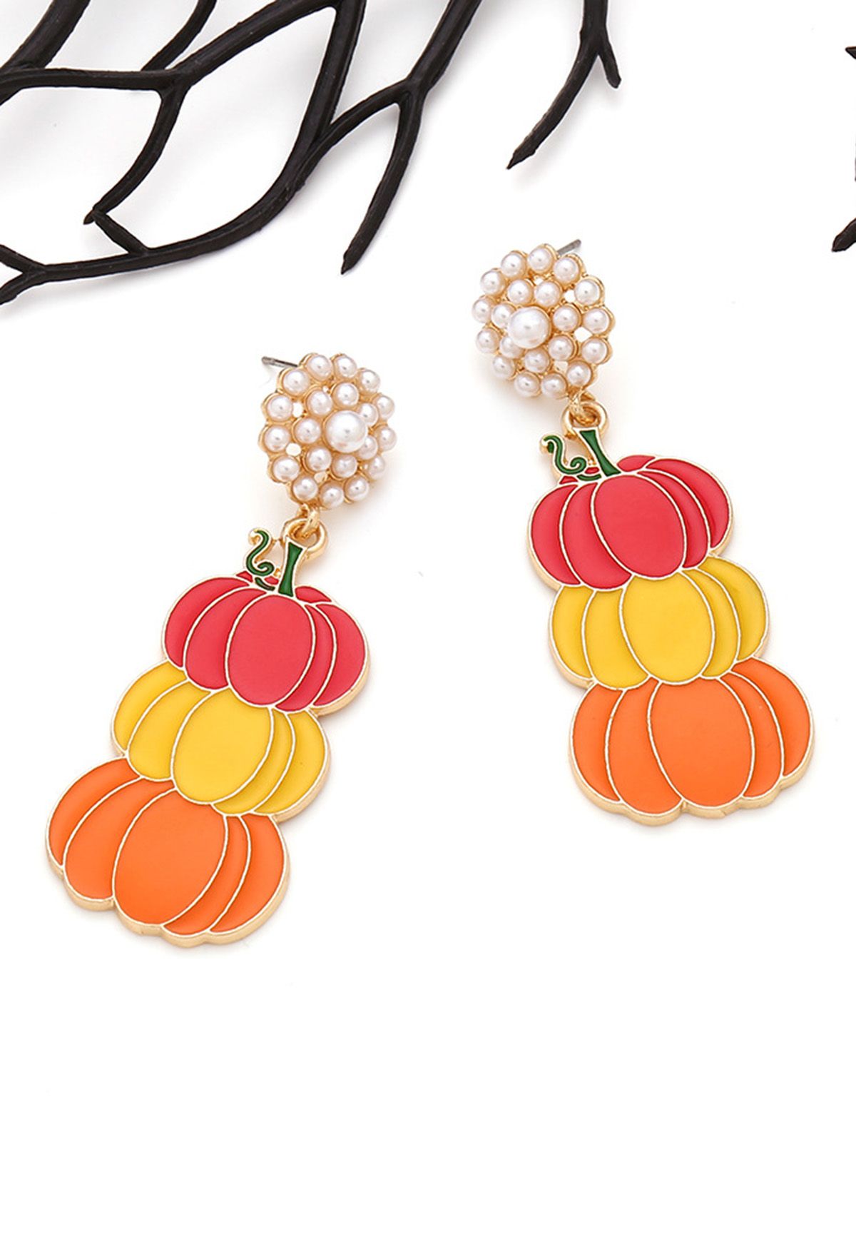 Multi-Color Pumpkin Pearly Earrings