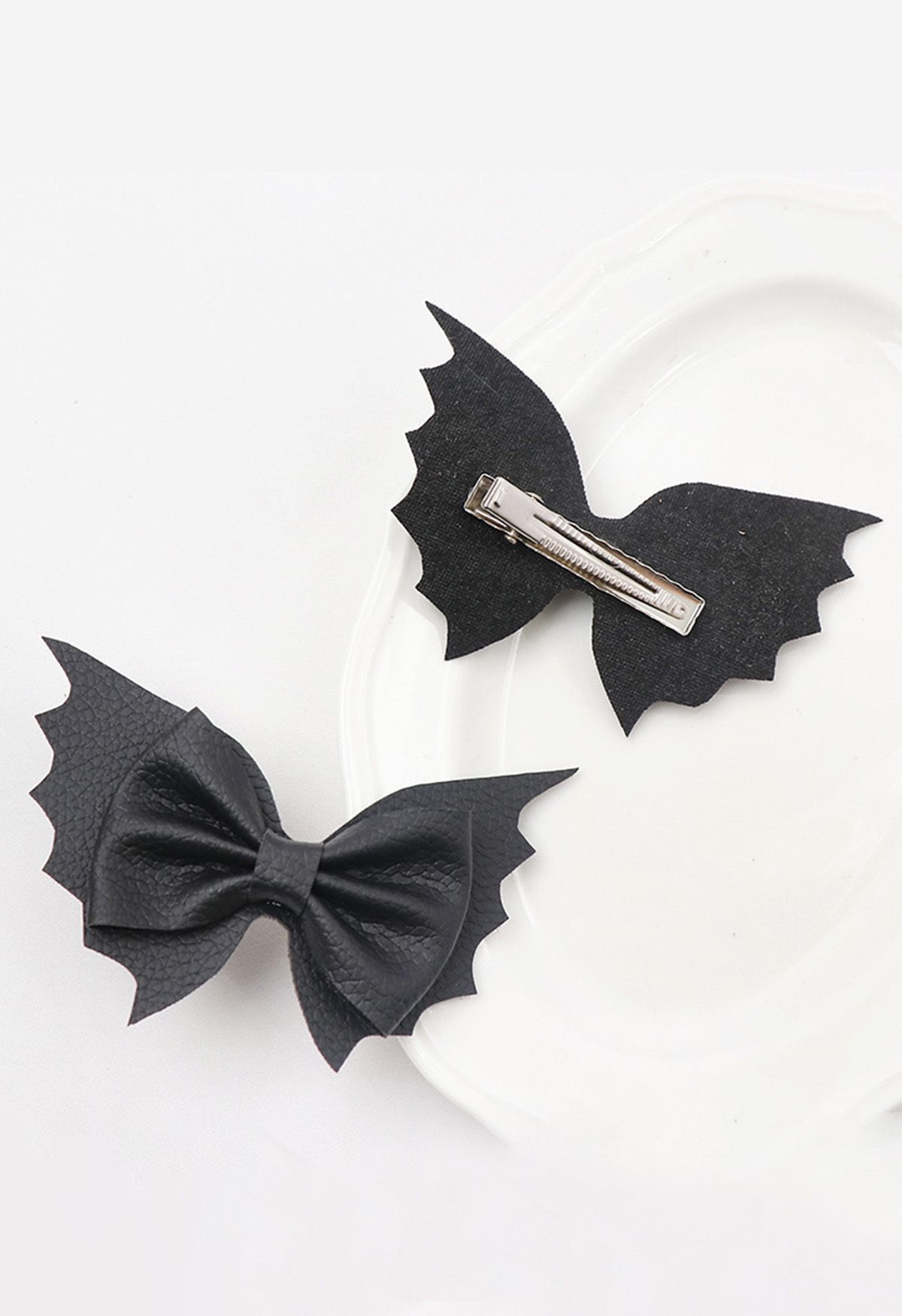 Midnight Batwing Bow Hair Clip Pairs