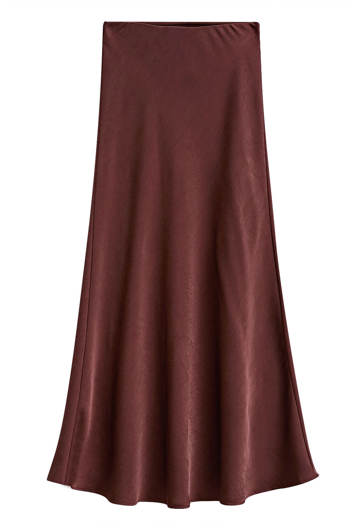 Satin Embossed Texture Mermaid Maxi Skirt in Burgundy