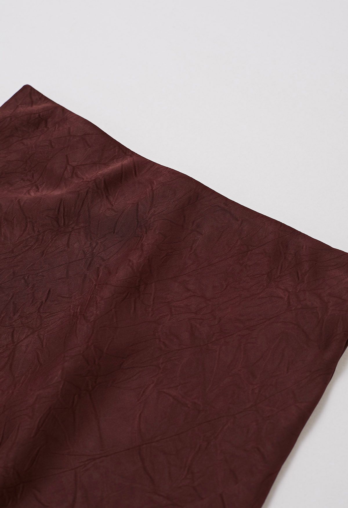 Satin Embossed Texture Mermaid Maxi Skirt in Burgundy