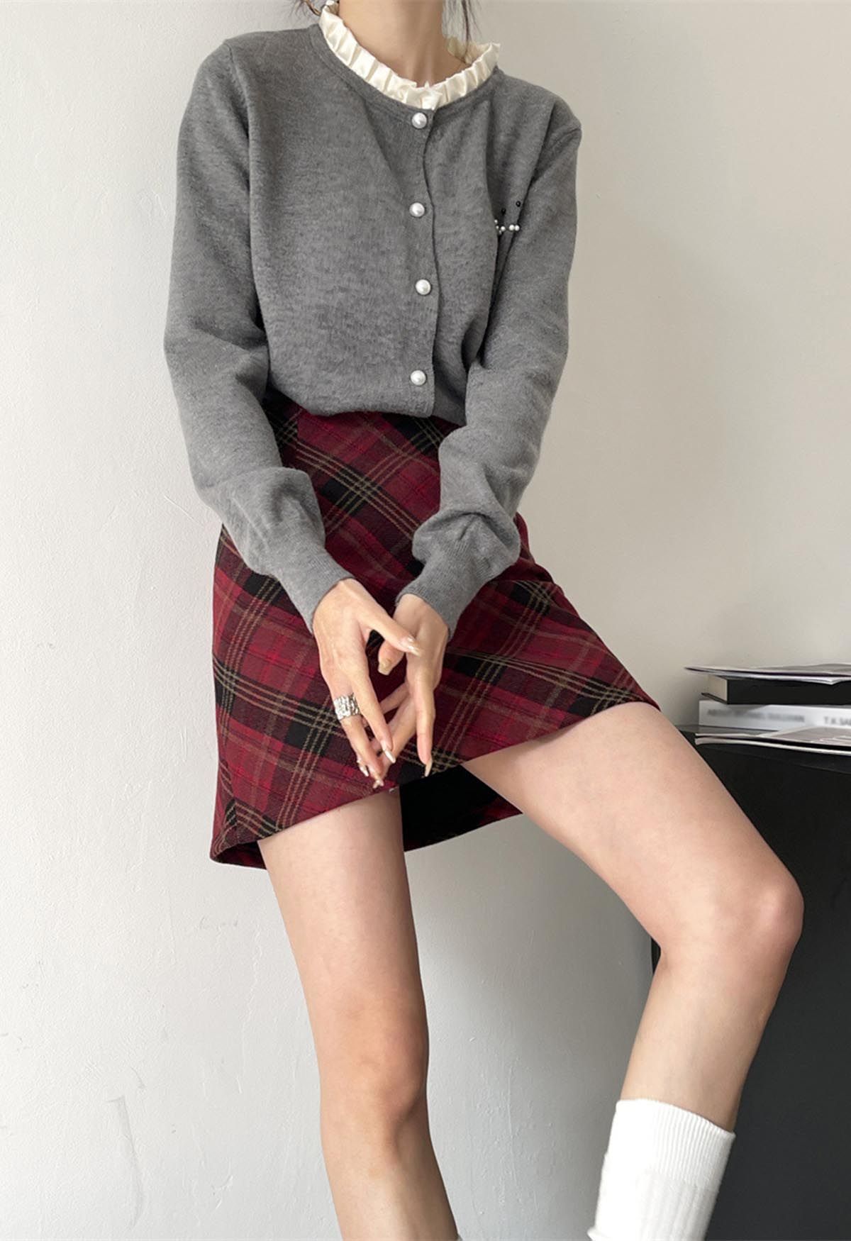 Scottish Charm Tartan Mini Skirt in Red