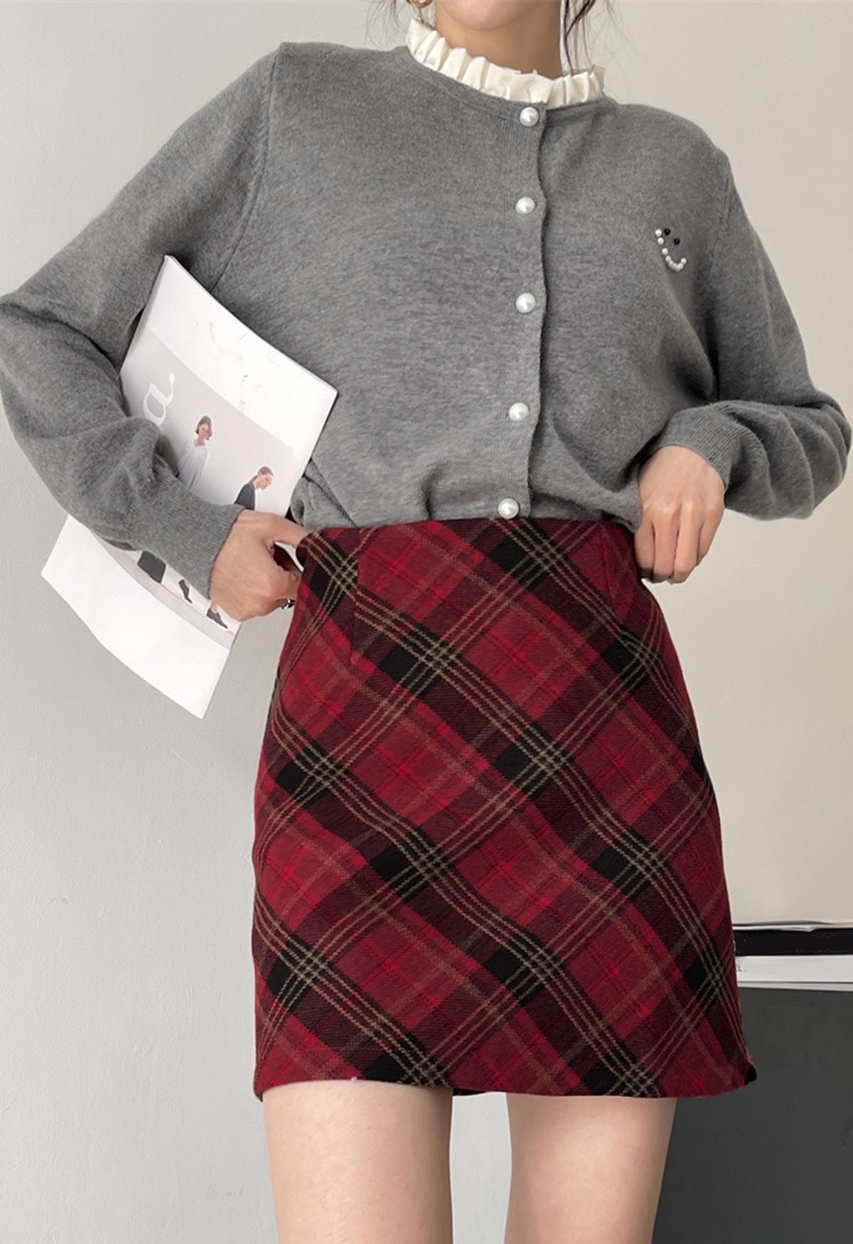 Scottish Charm Tartan Mini Skirt in Red