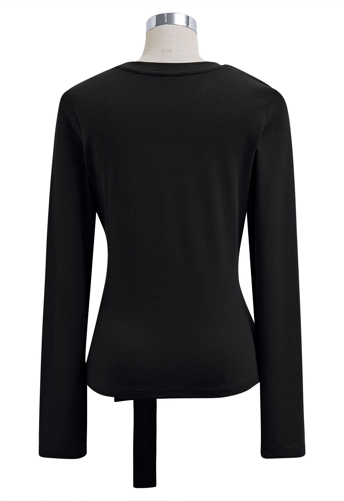 Embrace Softness Tie-Waist Cotton Top in Black