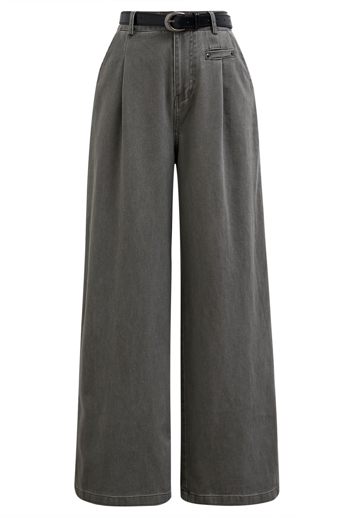 Sleek Pocket Detail Straight-Leg Jeans in Sage