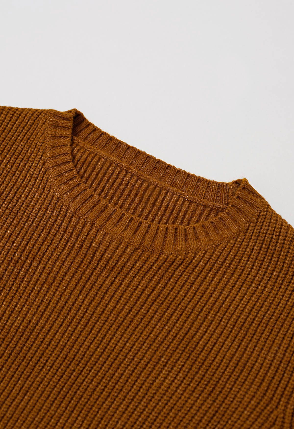 Tie-String Back Ribbed Knit Sweater in Pumpkin