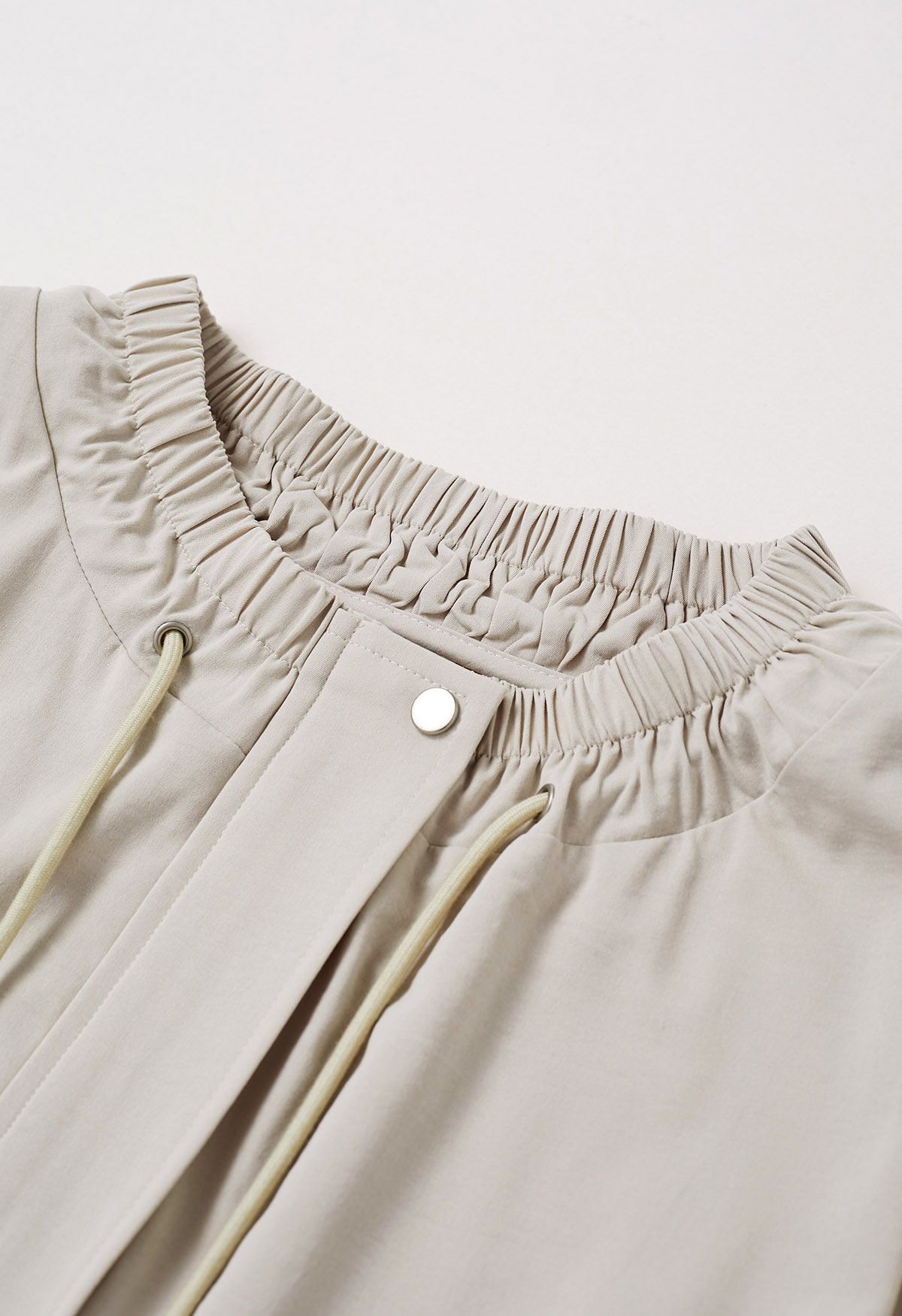 Laid-Back Side Pocket Drawstring Parka in Ivory