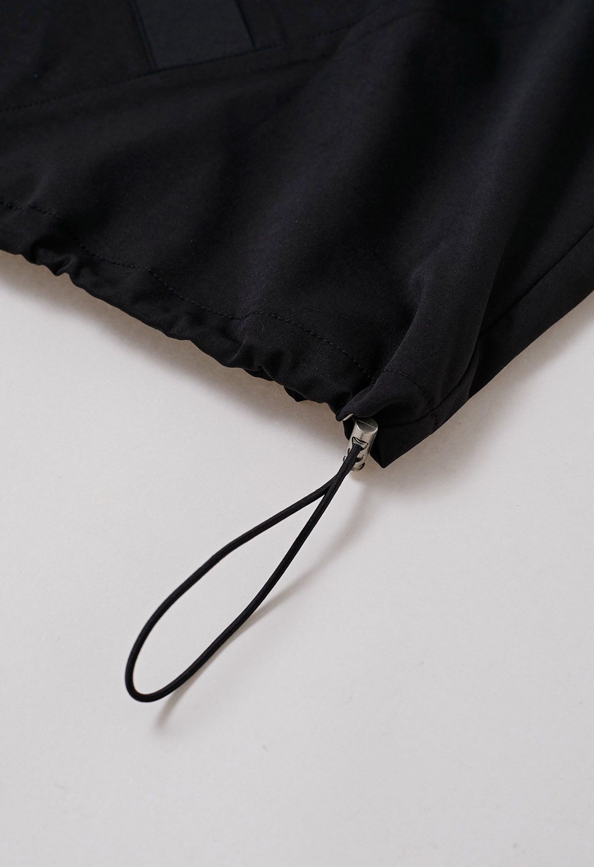 Laid-Back Side Pocket Drawstring Parka in Black