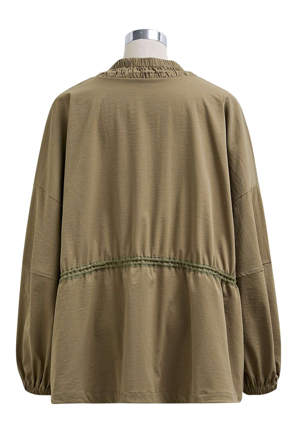 Laid-Back Side Pocket Drawstring Parka in Khaki