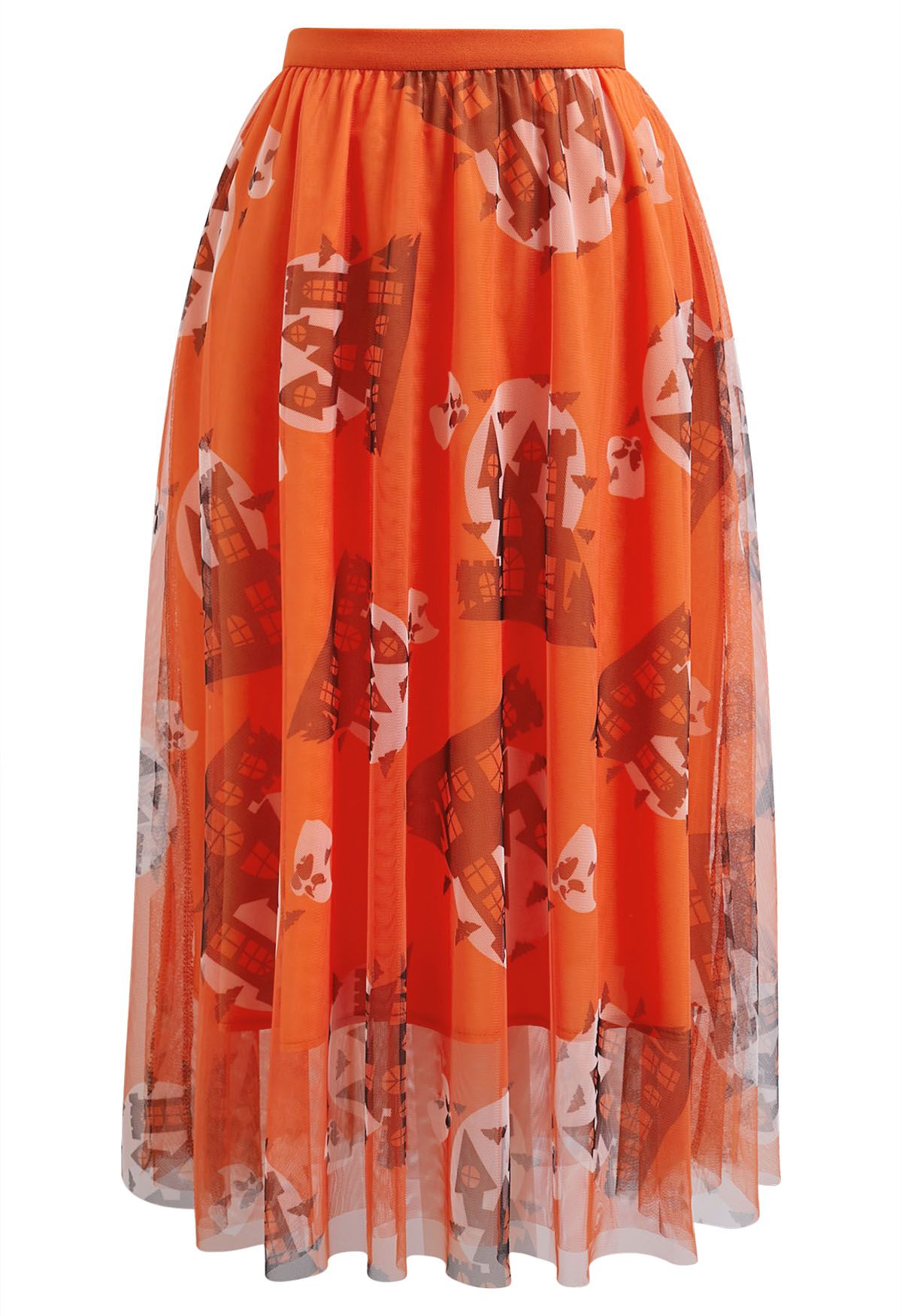 Vibrant Orange Haunted Castle Tulle Skirt