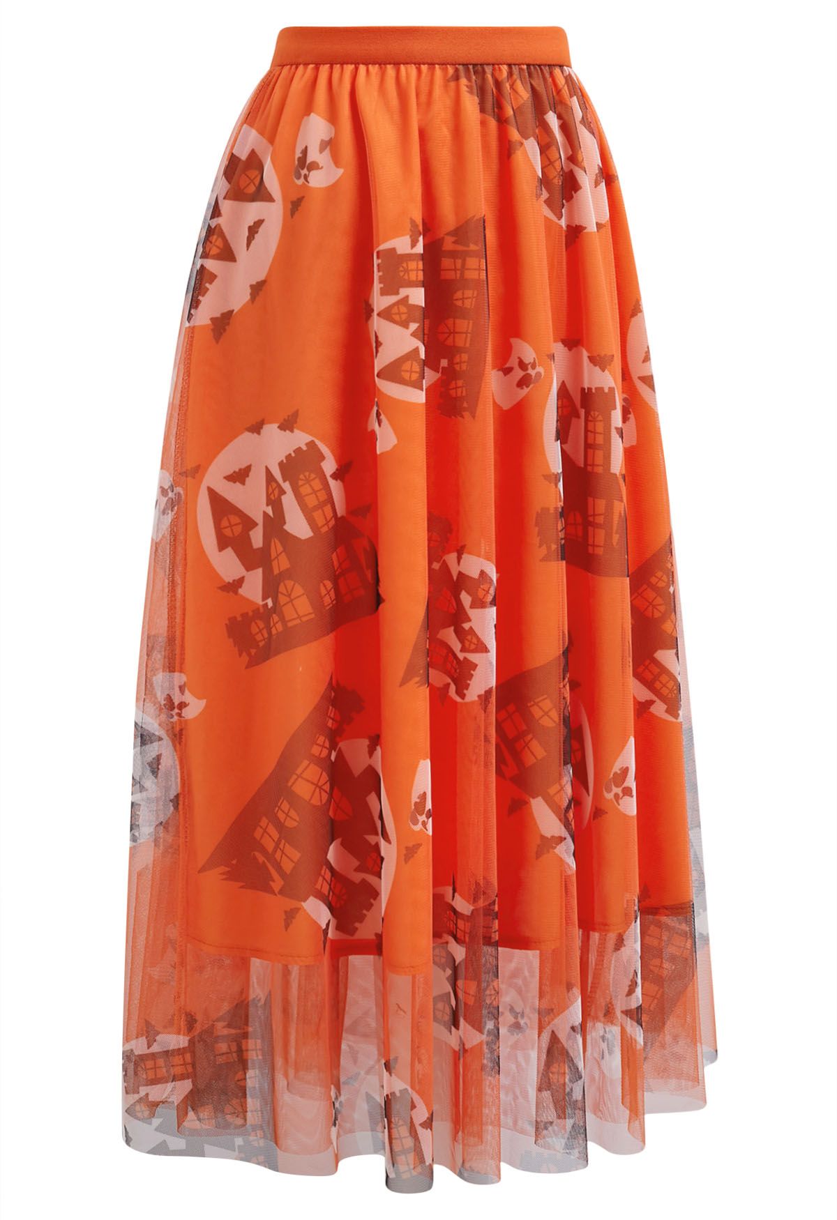 Vibrant Orange Haunted Castle Tulle Skirt