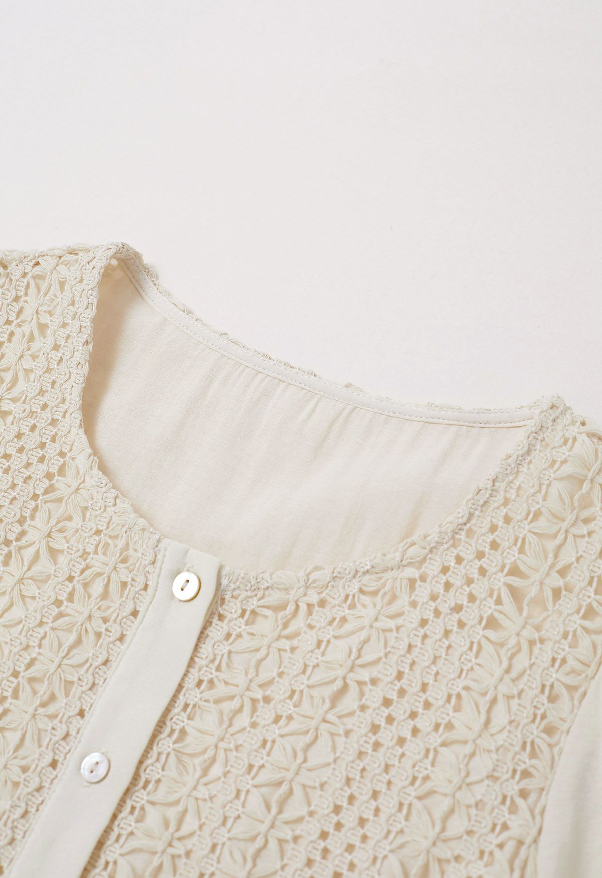 Comfy Touch Crochet Spliced Buttoned Shirt