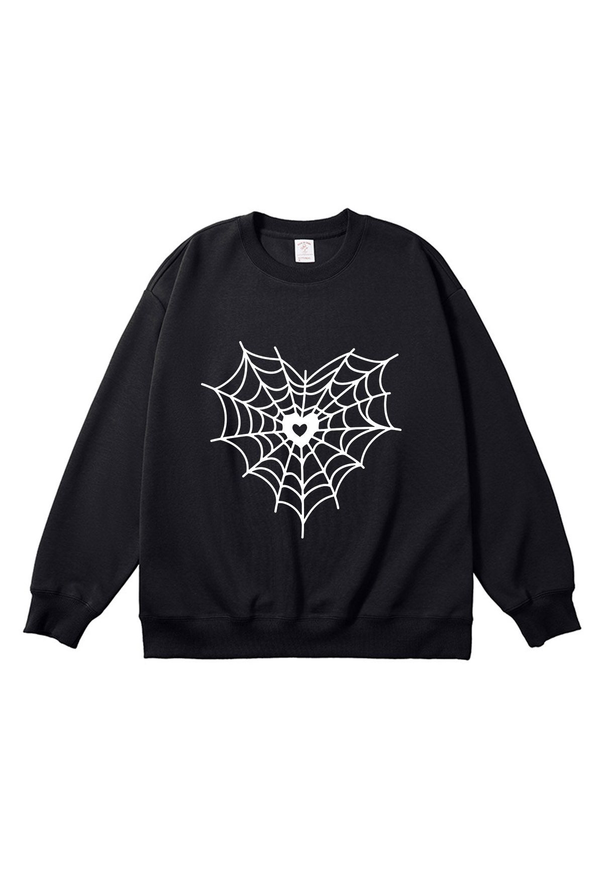 White Heart Spider Web Pattern Sweatshirt