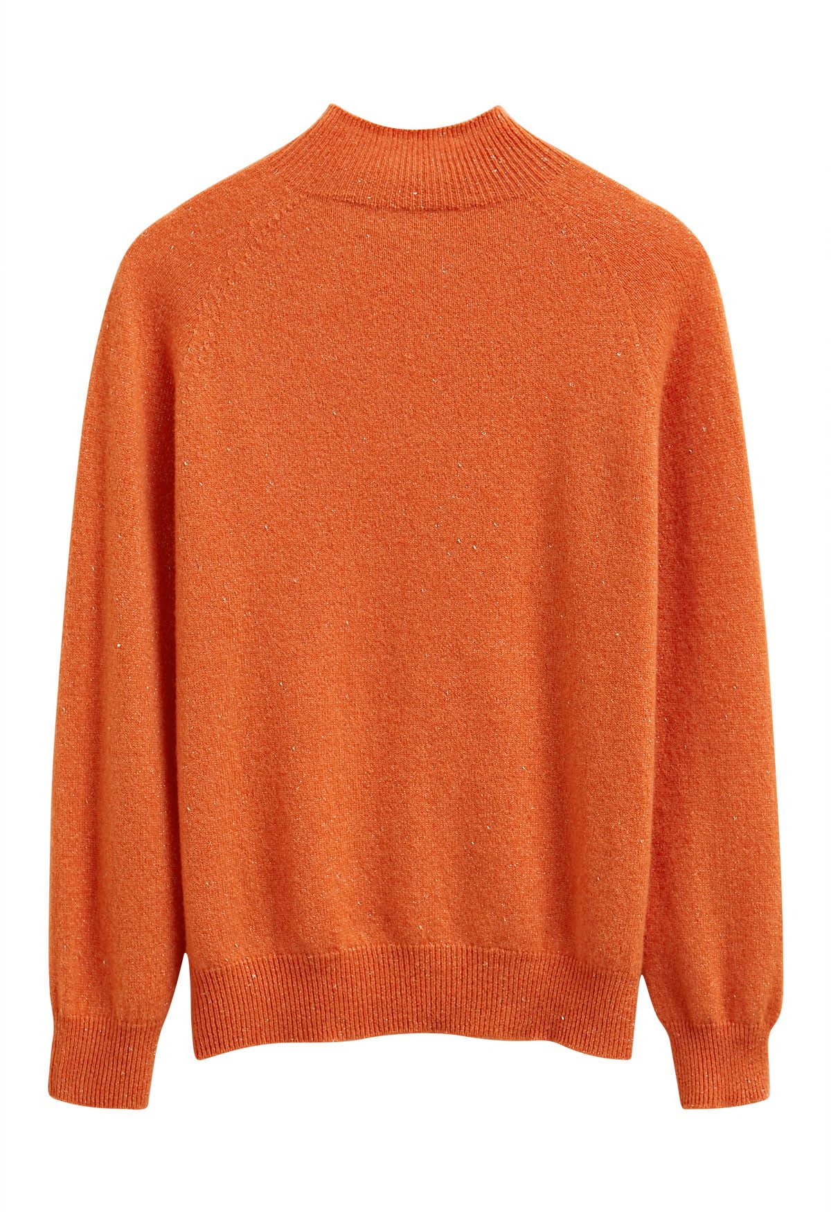 Integral Metallic Thread Mock Neck Wool Sweater in Orange