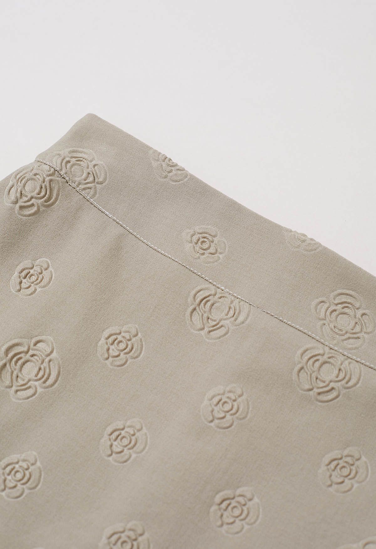 Embossed Rose Mini Bud Skirt in Taupe