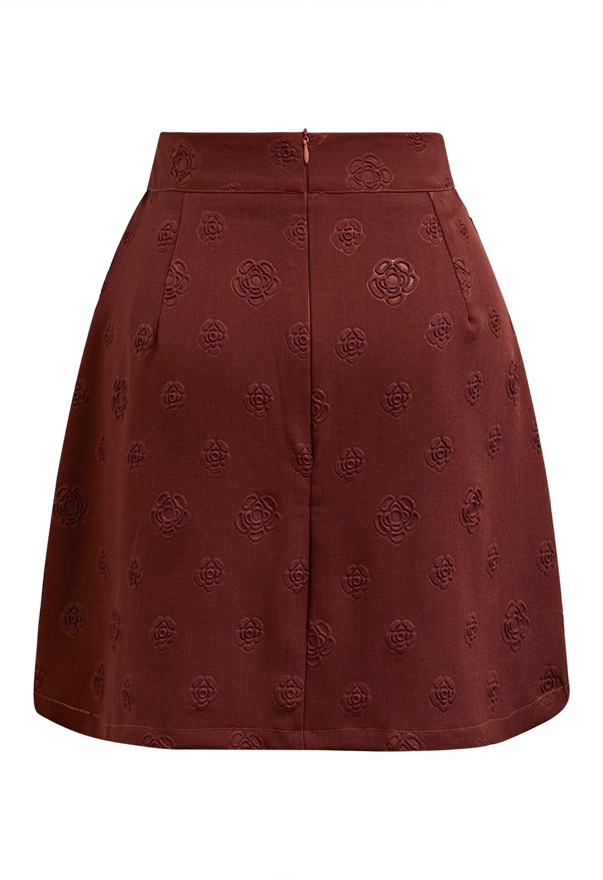 Embossed Rose Mini Bud Skirt in Burgundy