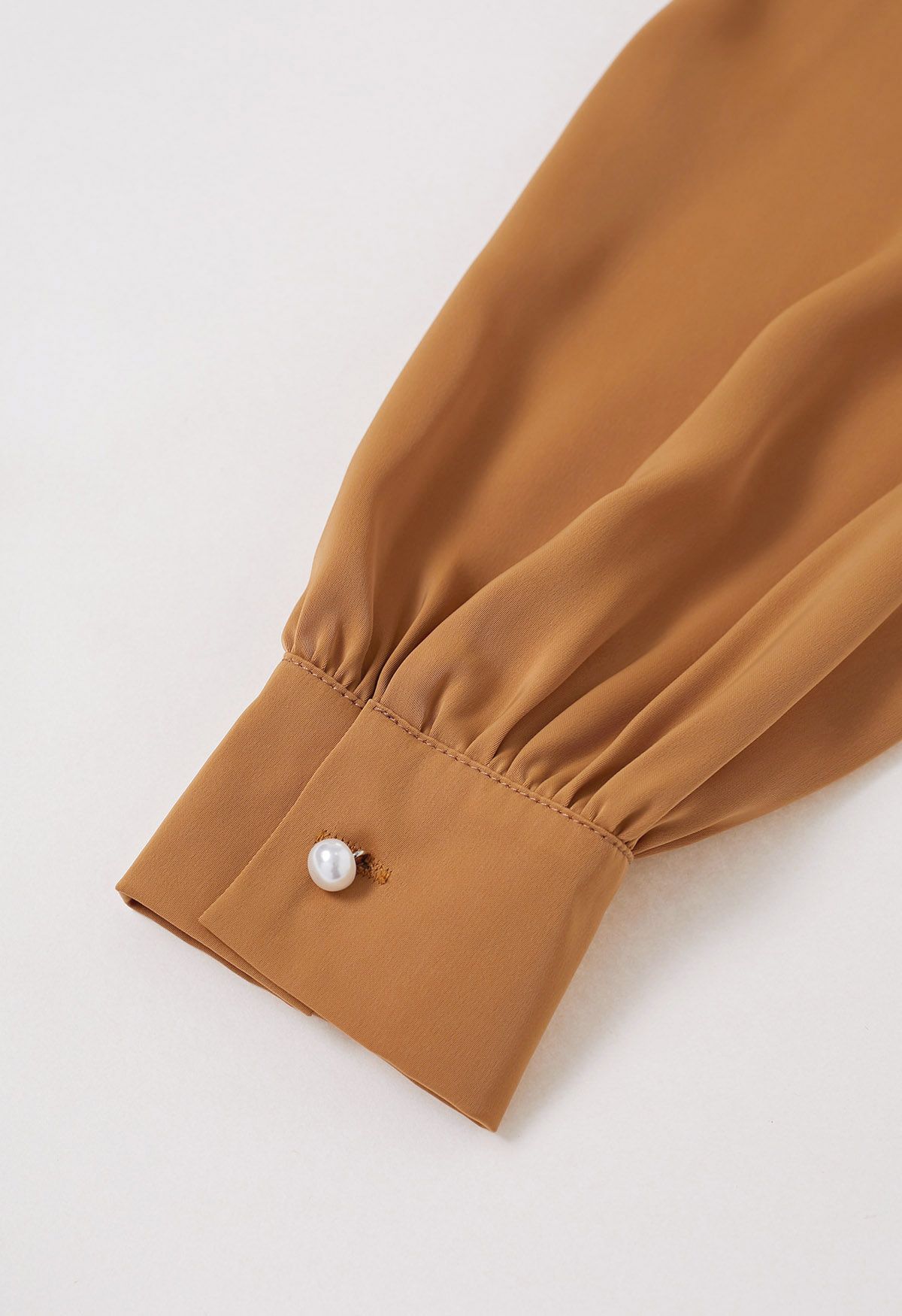 Pearly Organza Bowknot Satin Top in Pumpkin