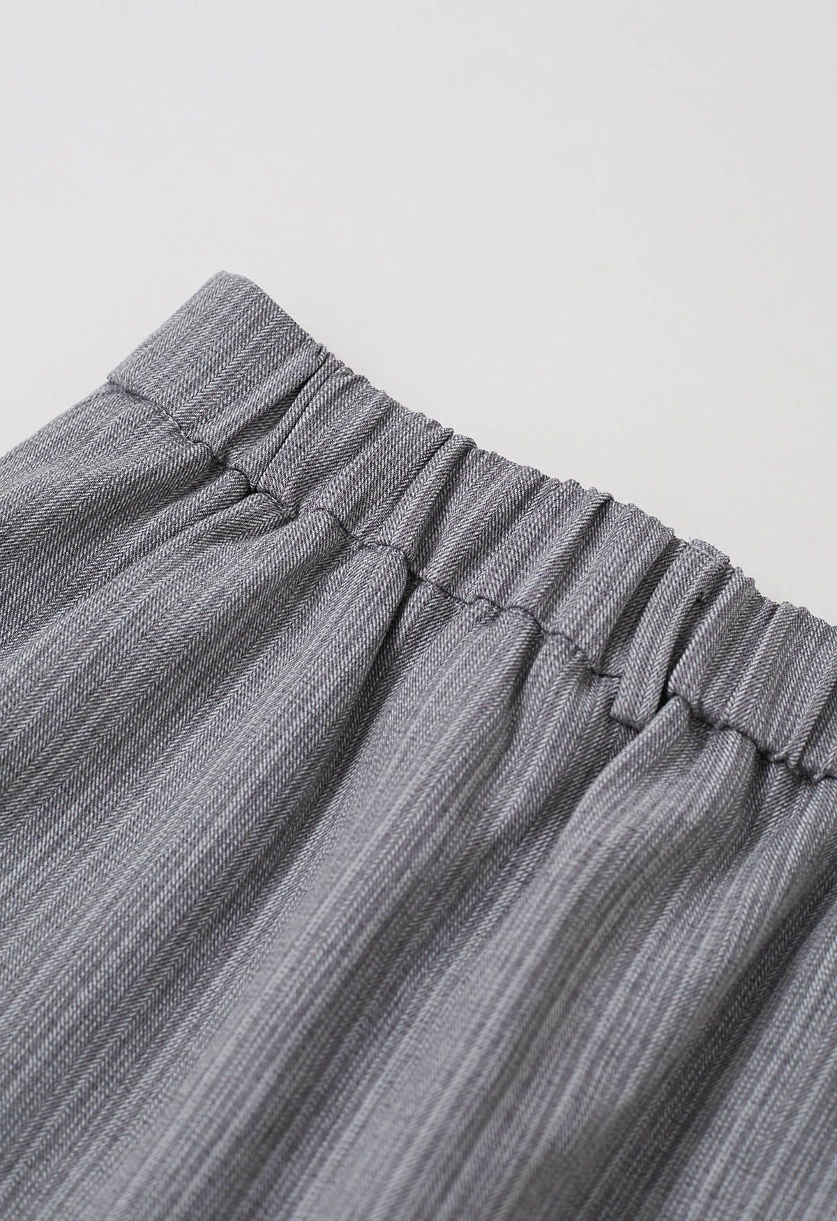 Everlasting Striped Side Pocket Mini Skorts in Grey