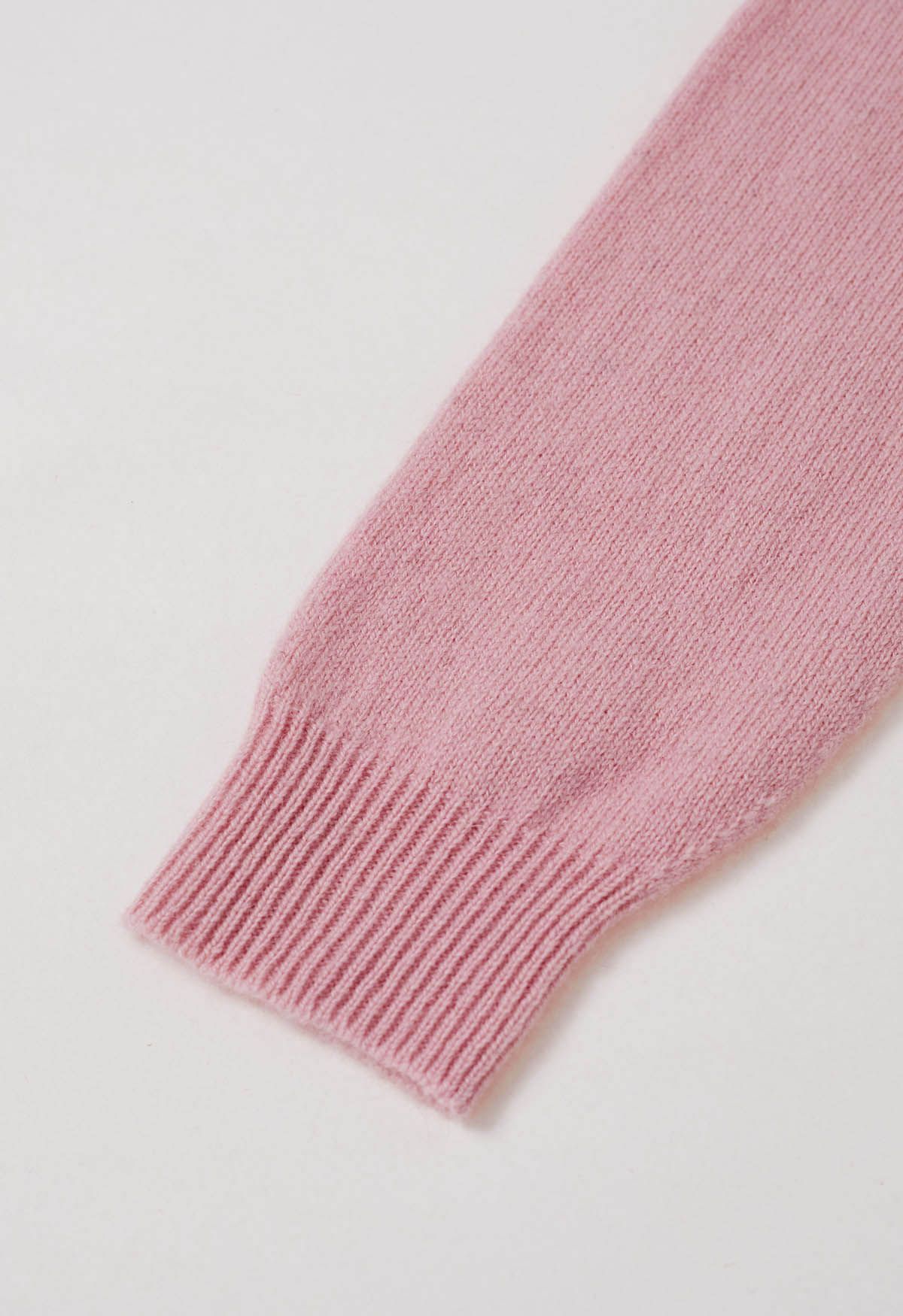 Heartwarming Mock Neck Long-Sleeve Wool Sweater in Pink