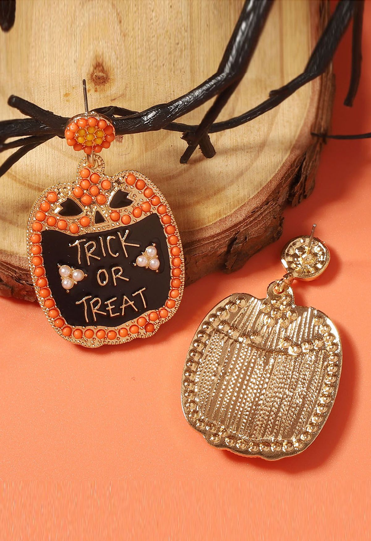 Trick or Treat Beaded Alloy Earrings