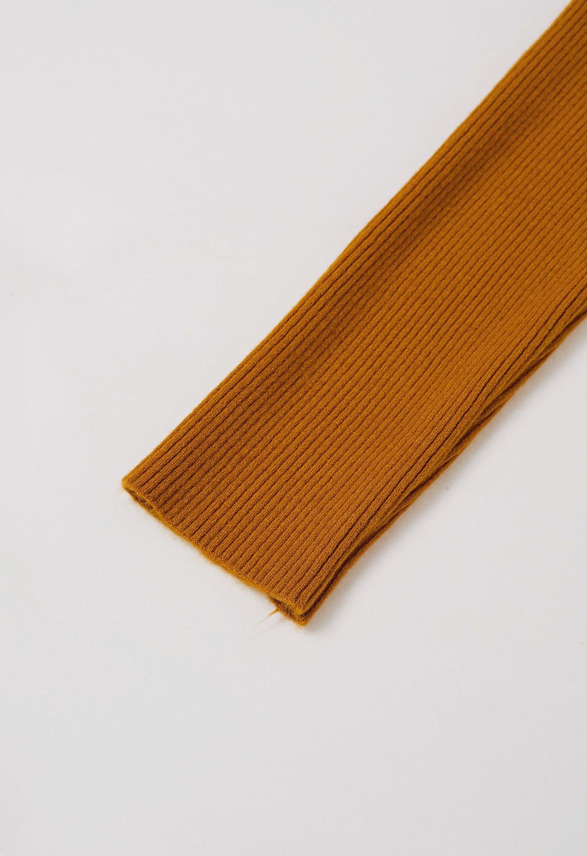 Slanted Hem Ribbed Knit Top in Pumpkin