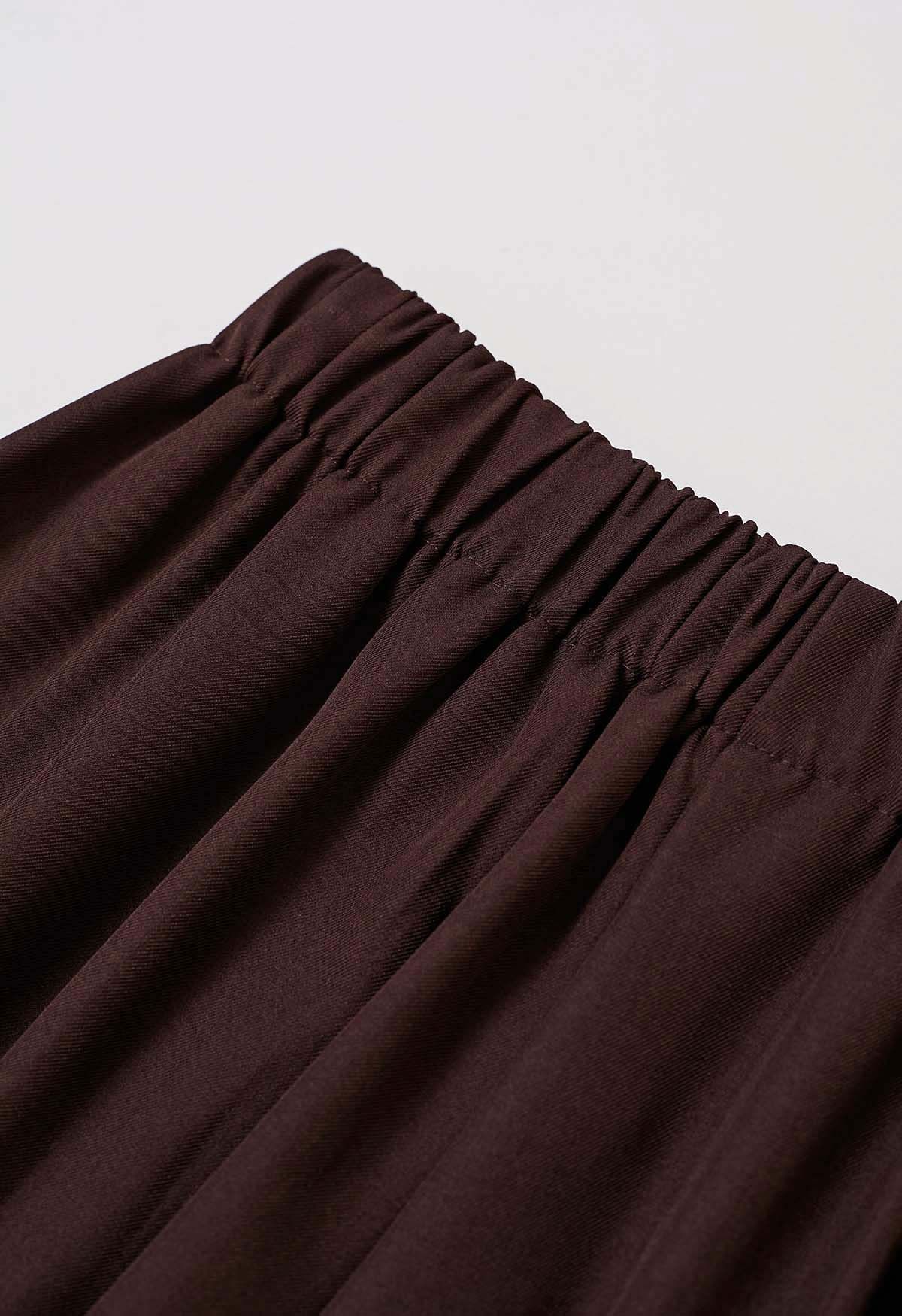 Allure in Motion Elastic Waist Pleats Palazzo Pants in Burgundy